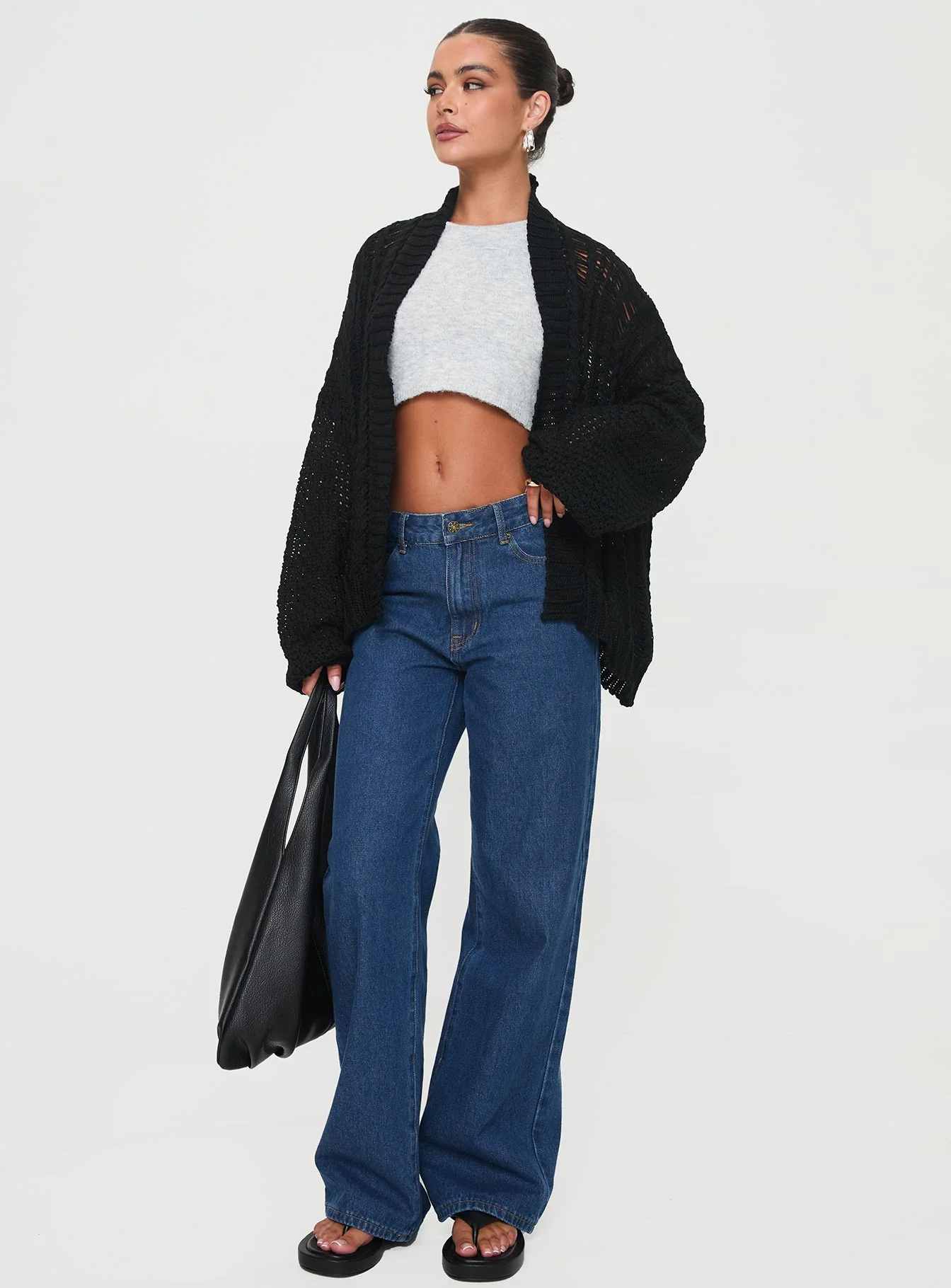 Abner Cable Cardigan Black - Image 3