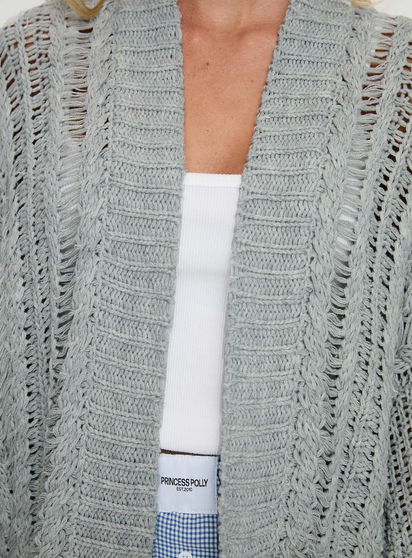 Abner Cable Cardigan Light Grey - Image 5