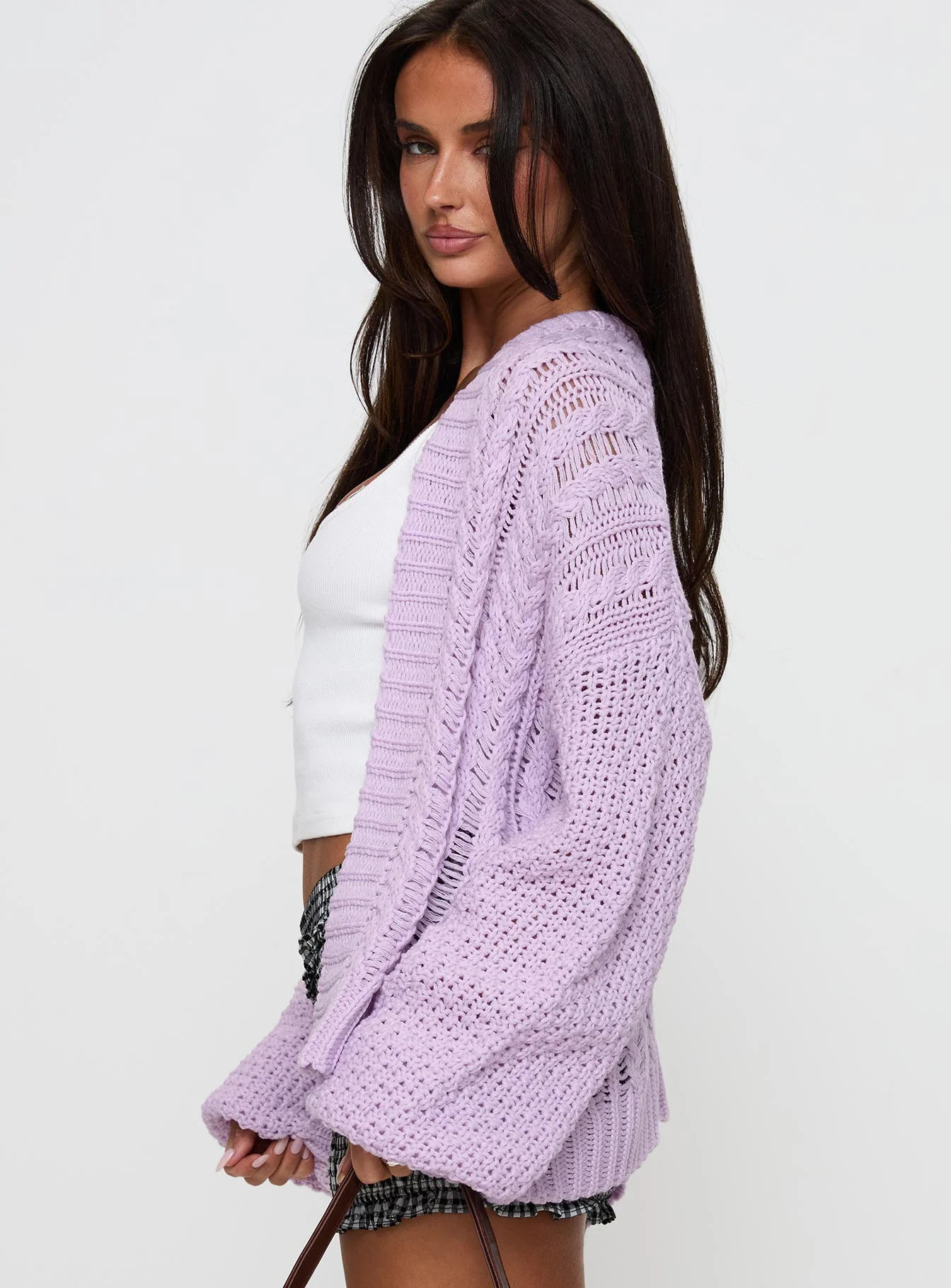 Abner Cable Cardigan Lilac - Image 4