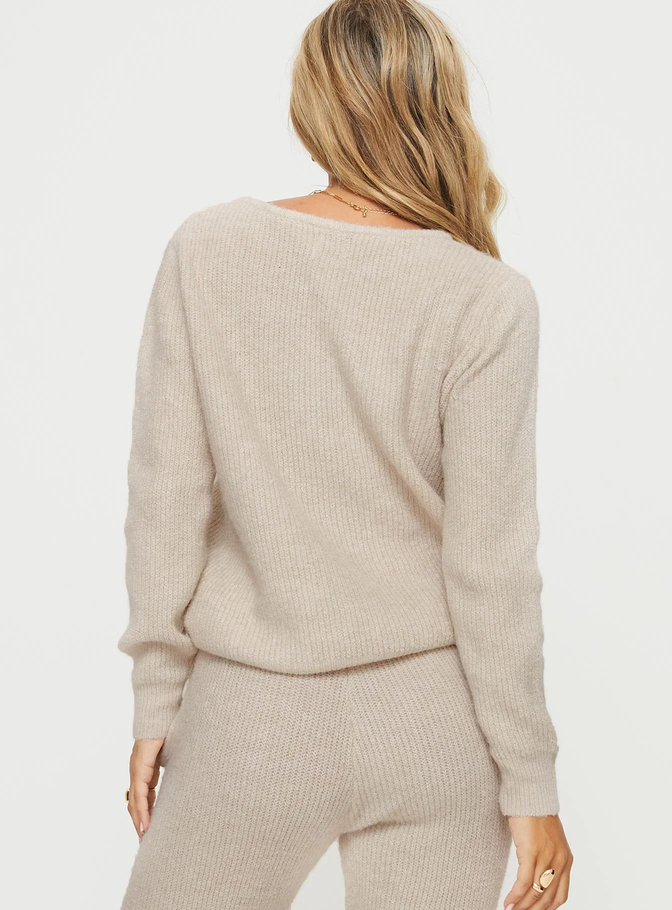 Abrams Rib Knit Crew Sweater Beige - Image 5