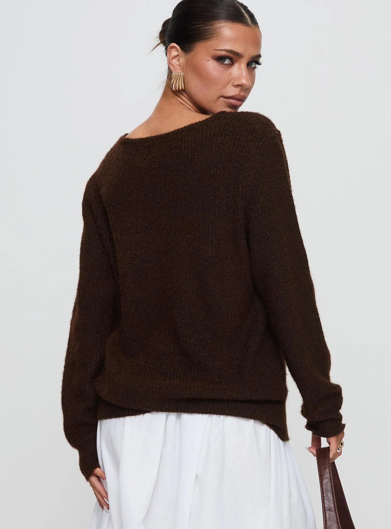 Abrams Rib Knit Crew Sweater Chocolate Marle - Image 5