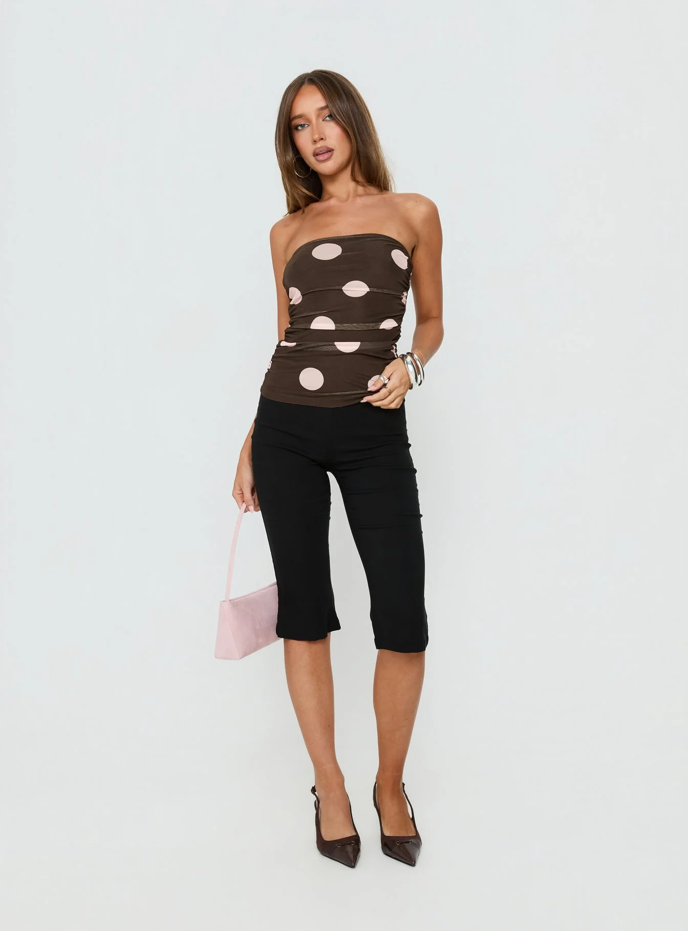 Act Natural Strapless Top Brown / Pink Polka - Image 3