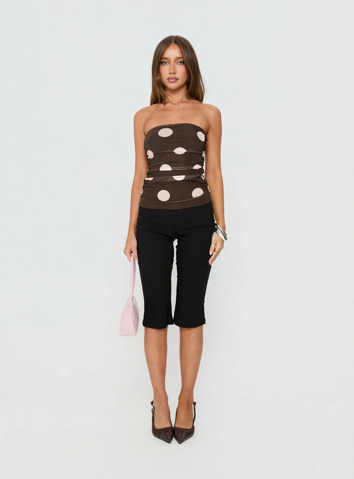 Act Natural Strapless Top Brown / Pink Polka - Image 7
