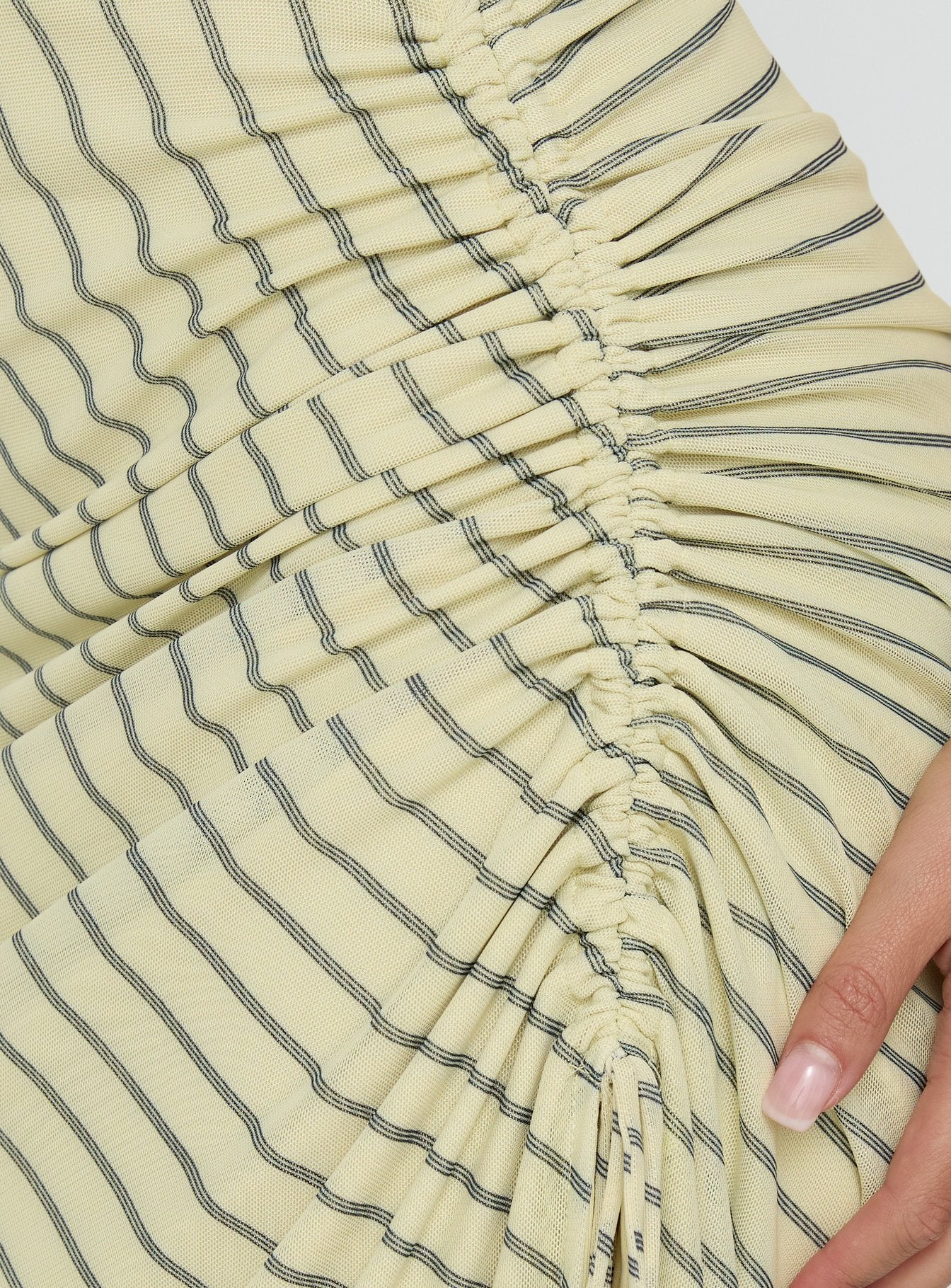 Adolena Halter Ruched Maxi Dress Yellow Stripe - Image 6