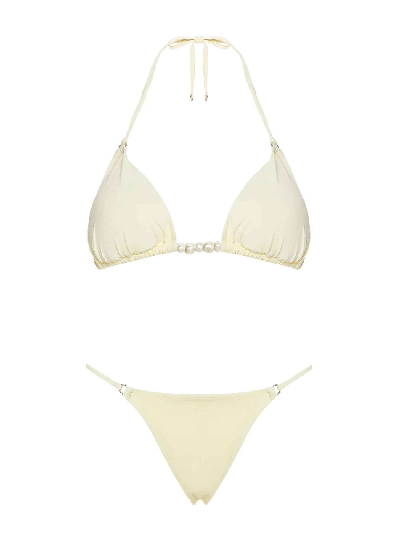 Adrah Beaded Triangle Bikini Top Yellow - Image 5