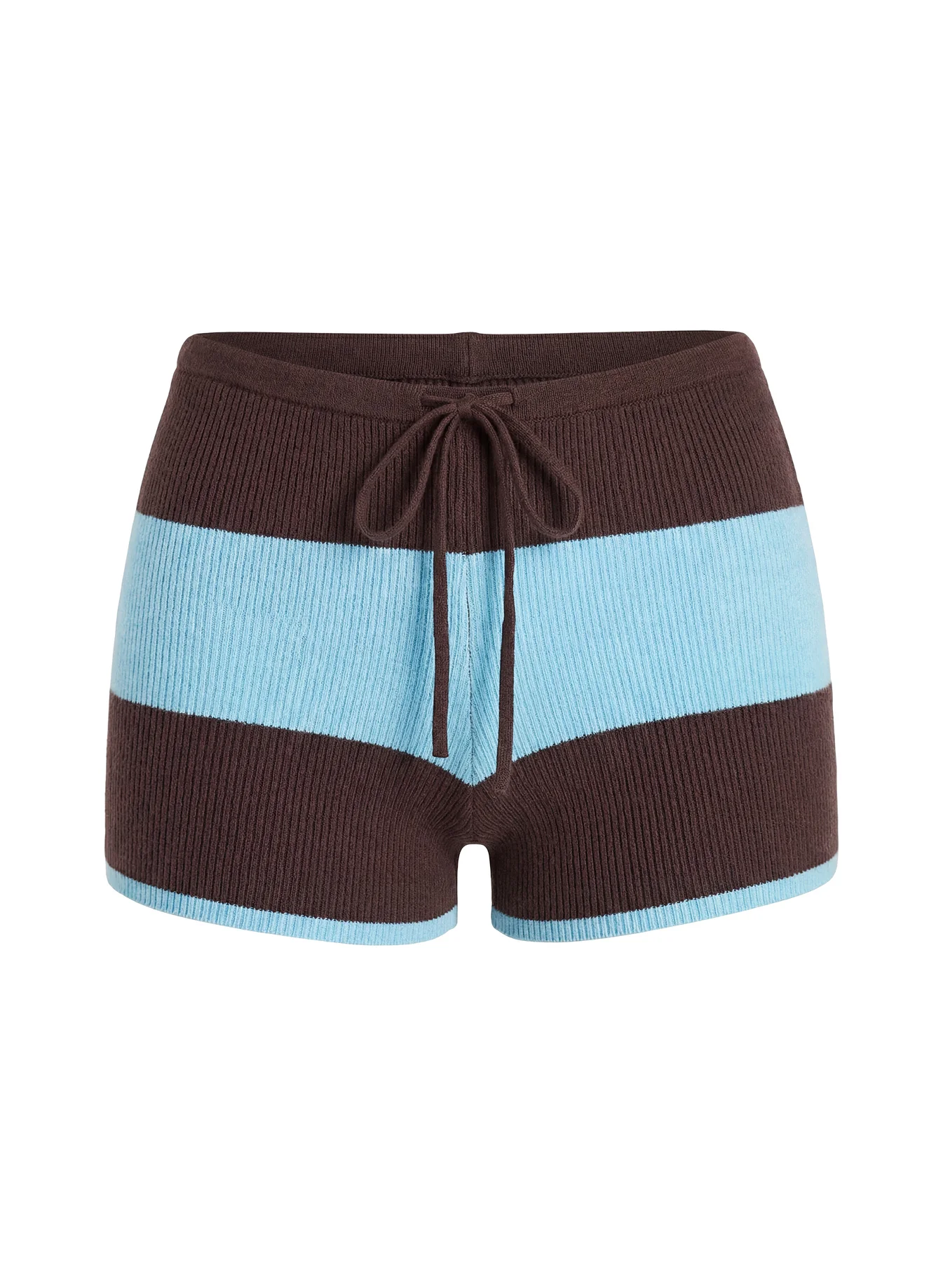Ahani Low Rise Knit Shorts Blue / Brown - Image 9