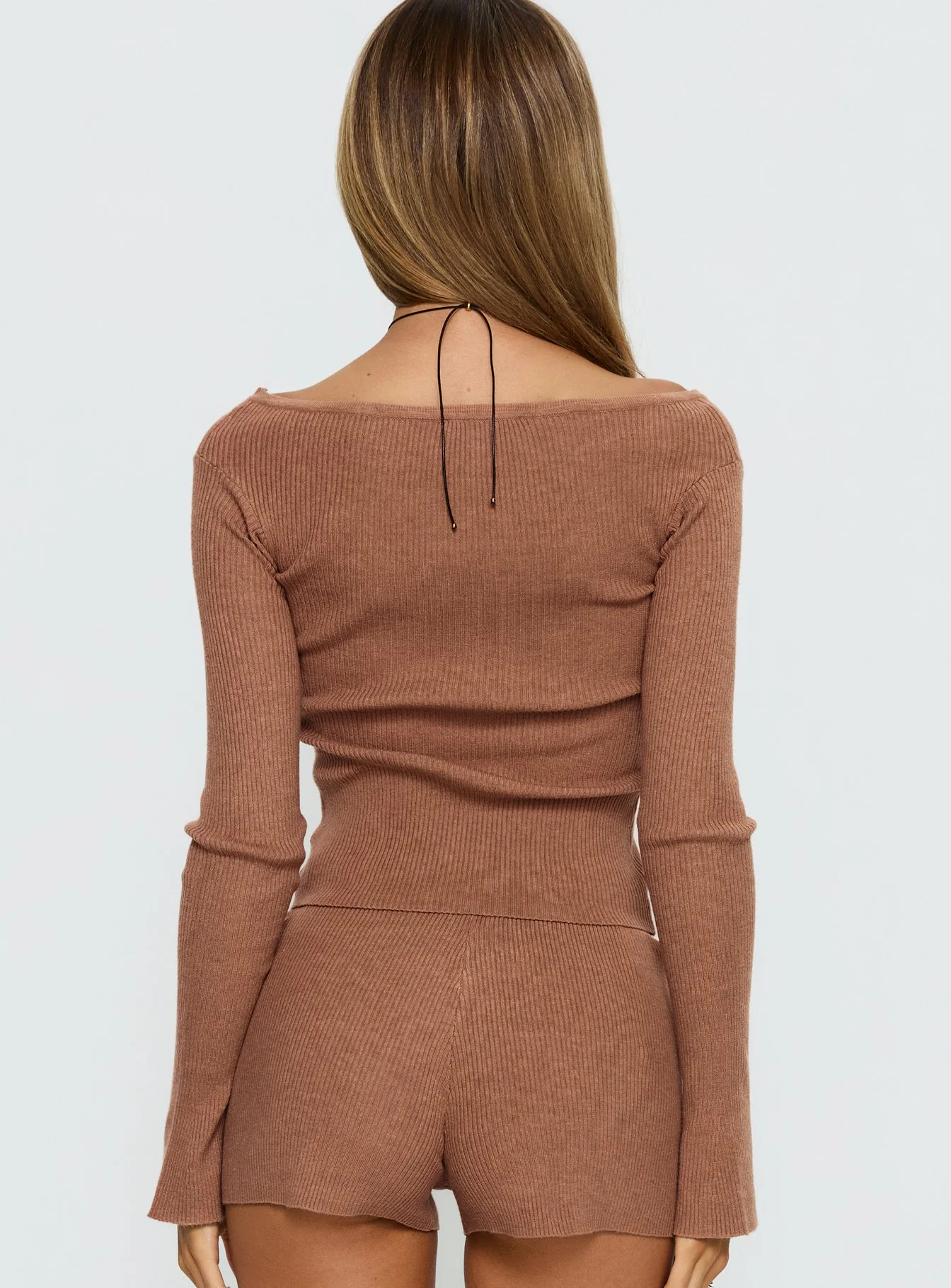 Ahani Off Shoulder Knit Top Mocha - Image 5