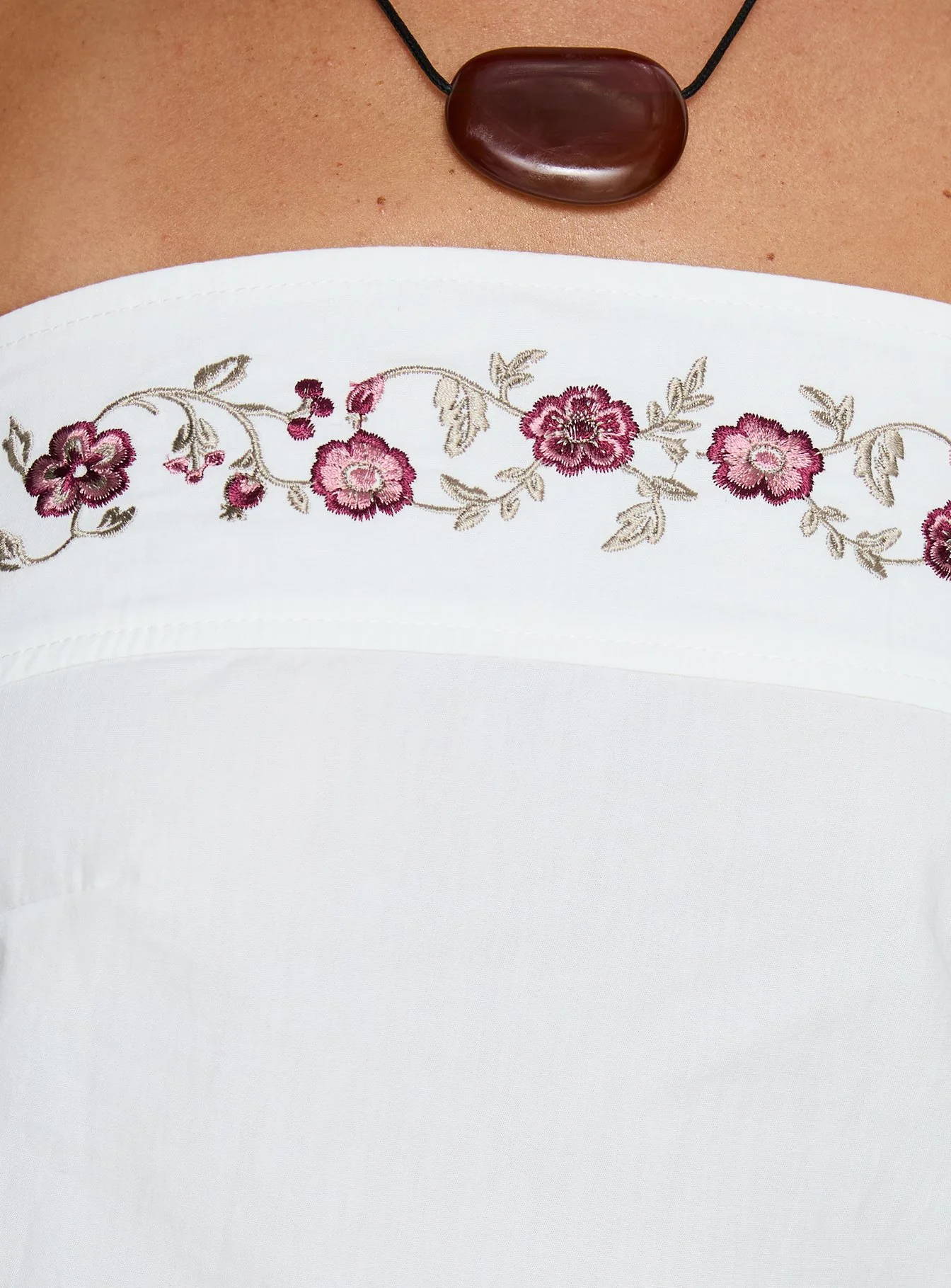 Ahera Floral Detail Strapless Top White - Image 6