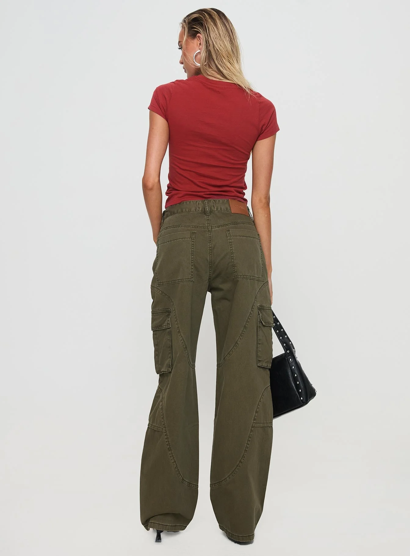Ahstin Mid Rise Straight Leg Cargo Jeans Green Petite - Image 5