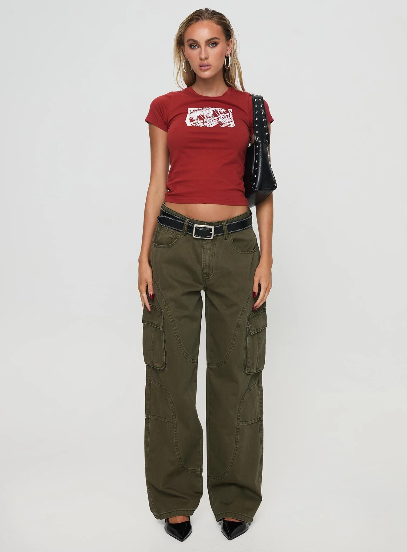 Ahstin Mid Rise Straight Leg Cargo Jeans Green Petite - Image 7