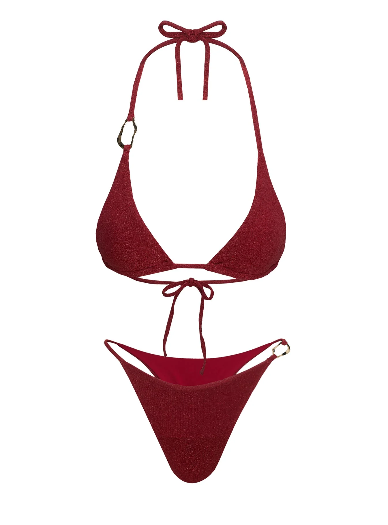 Aimi Glitter Tie Side Bikini Bottoms Red - Image 7