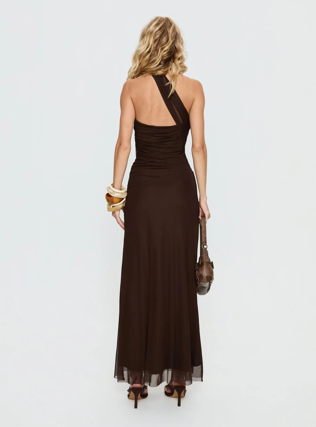 Ainslea Halter Scarf Maxi Dress Dark Brown - Image 4