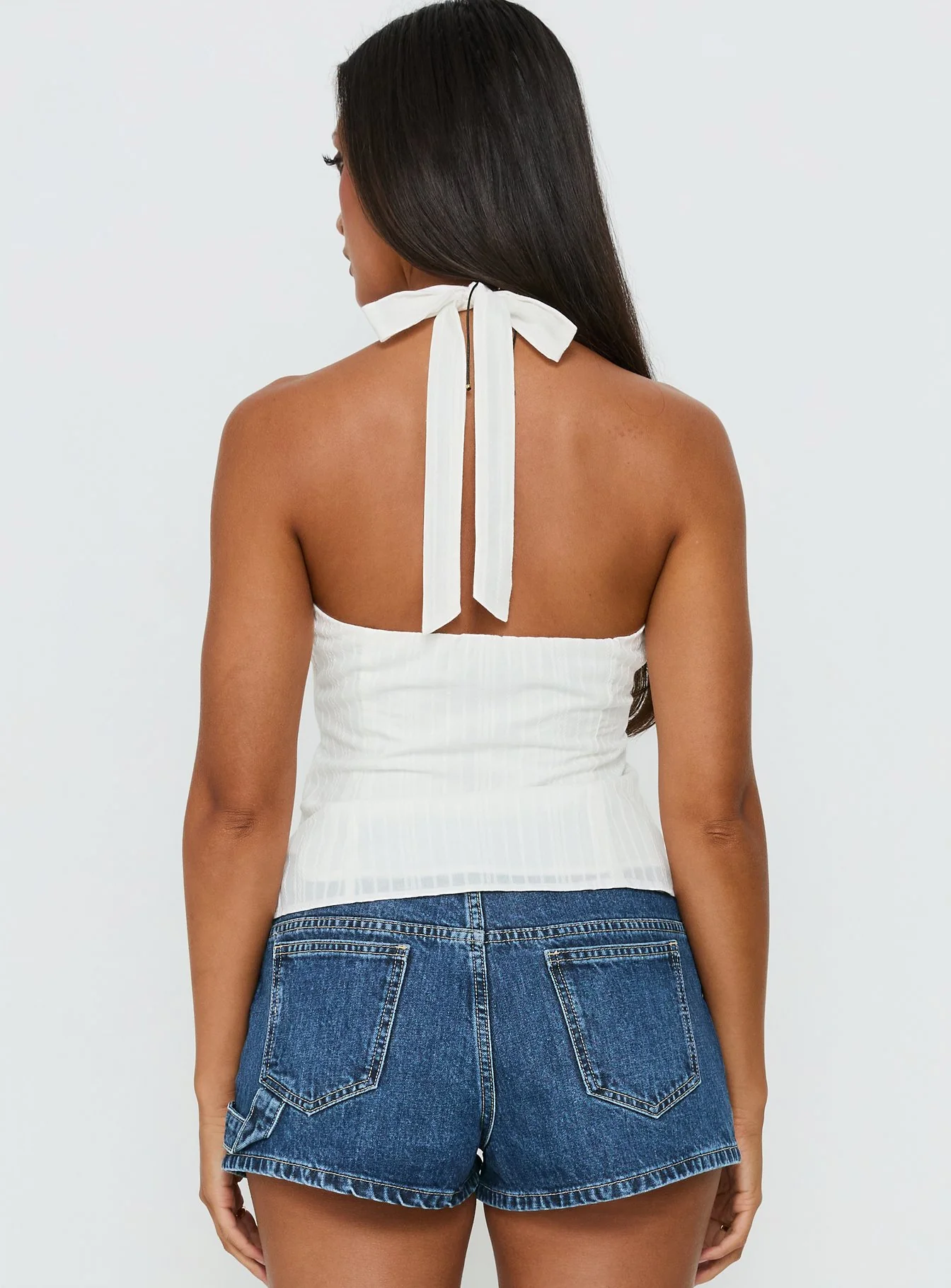 Alaskah Textured Halter Top White - Image 5