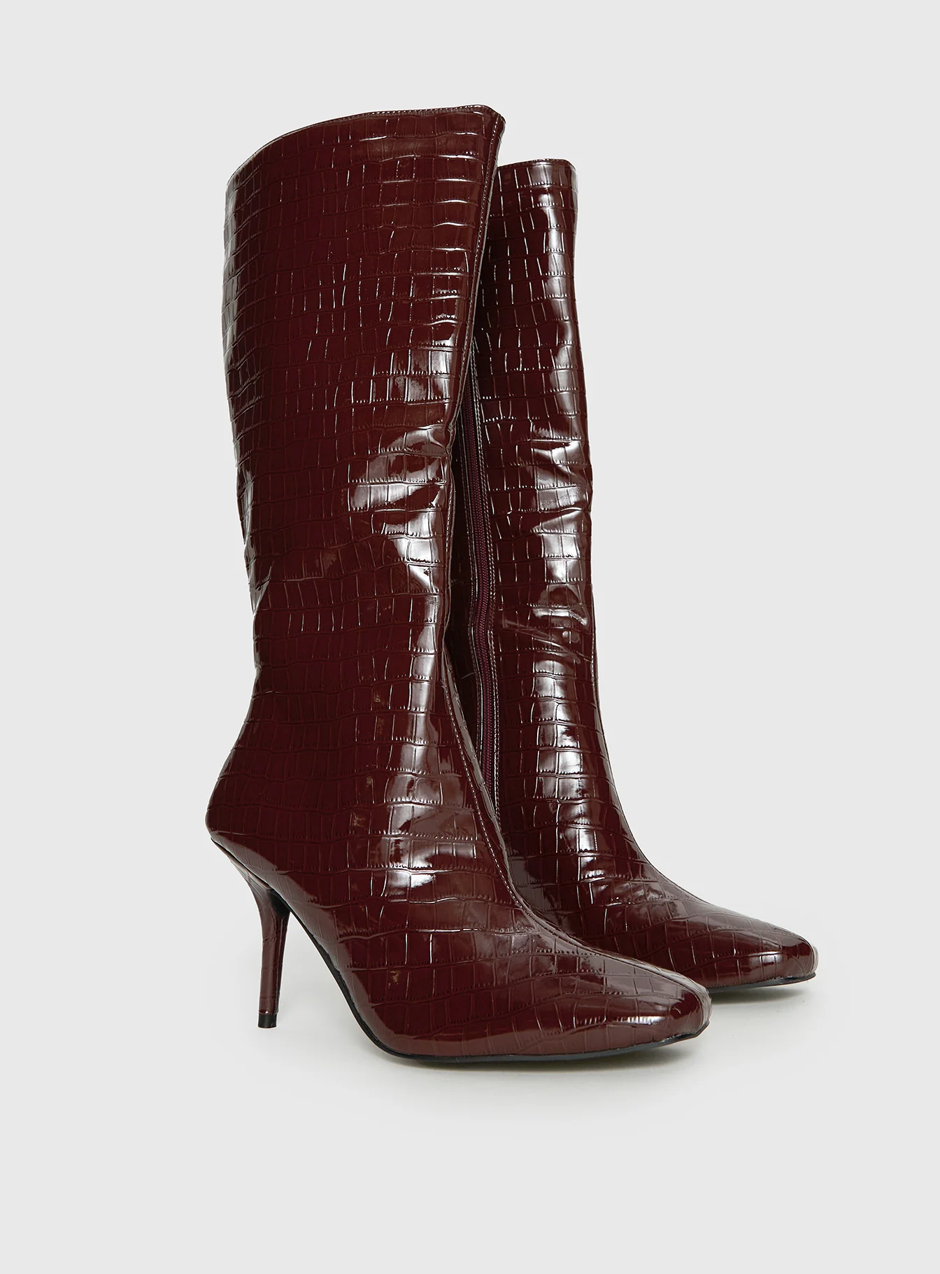 Alexx Knee High Boots Burgundy - Image 2