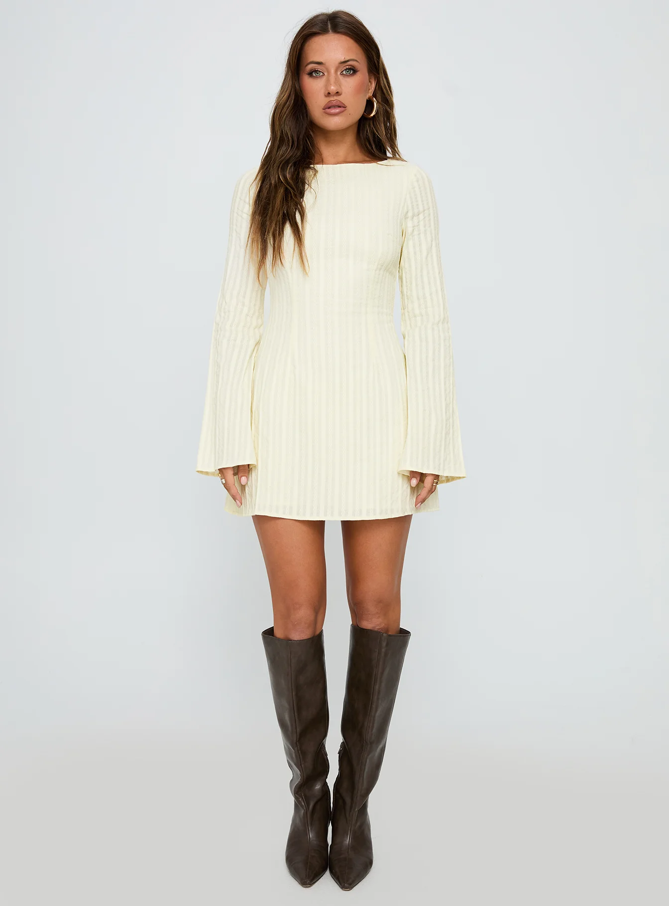 Alfalfa Long Sleeve Mini Dress Cream - Image 7