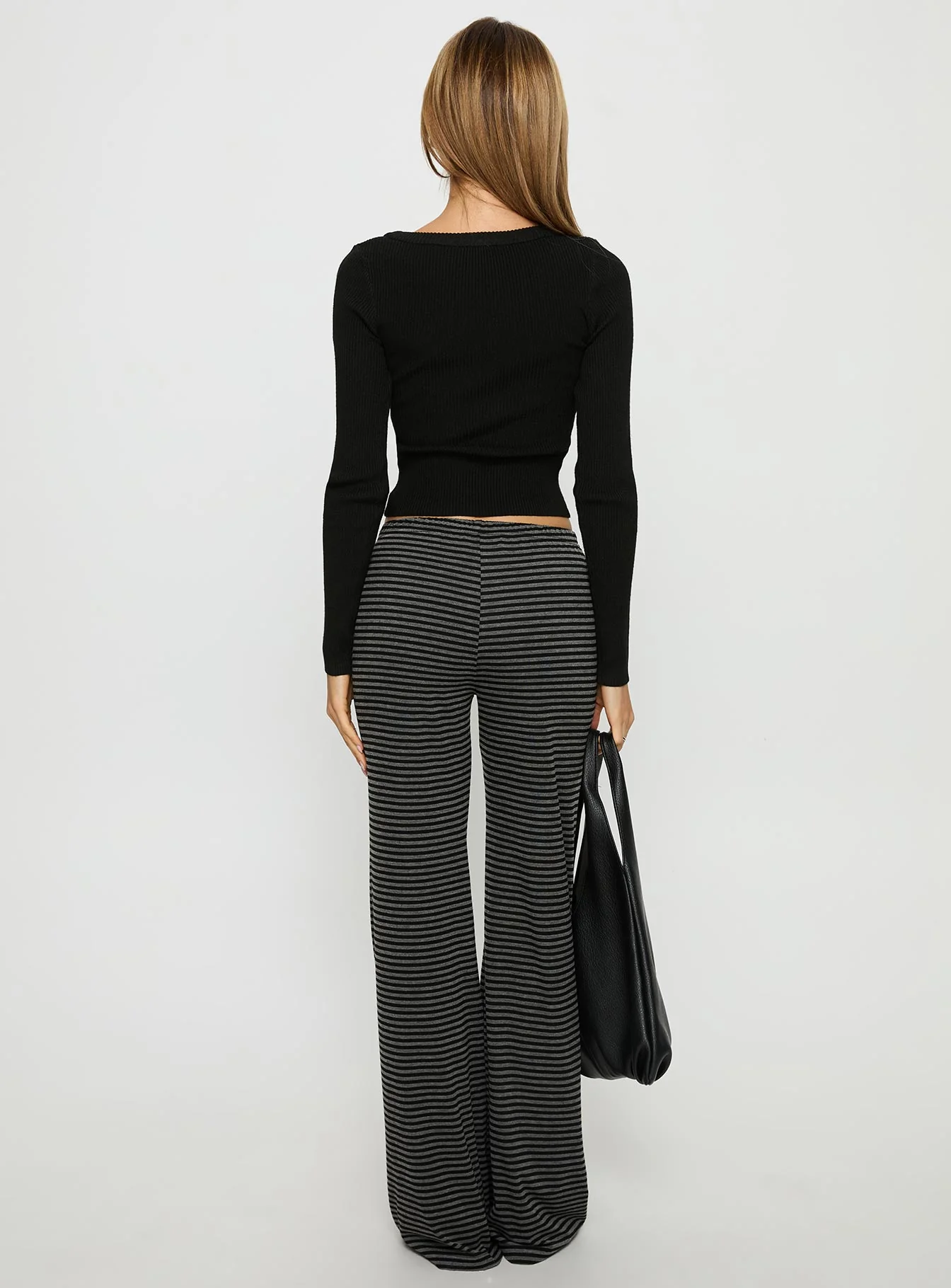 Alfreda Jersey Pants Grey / Black Stripe - Image 5