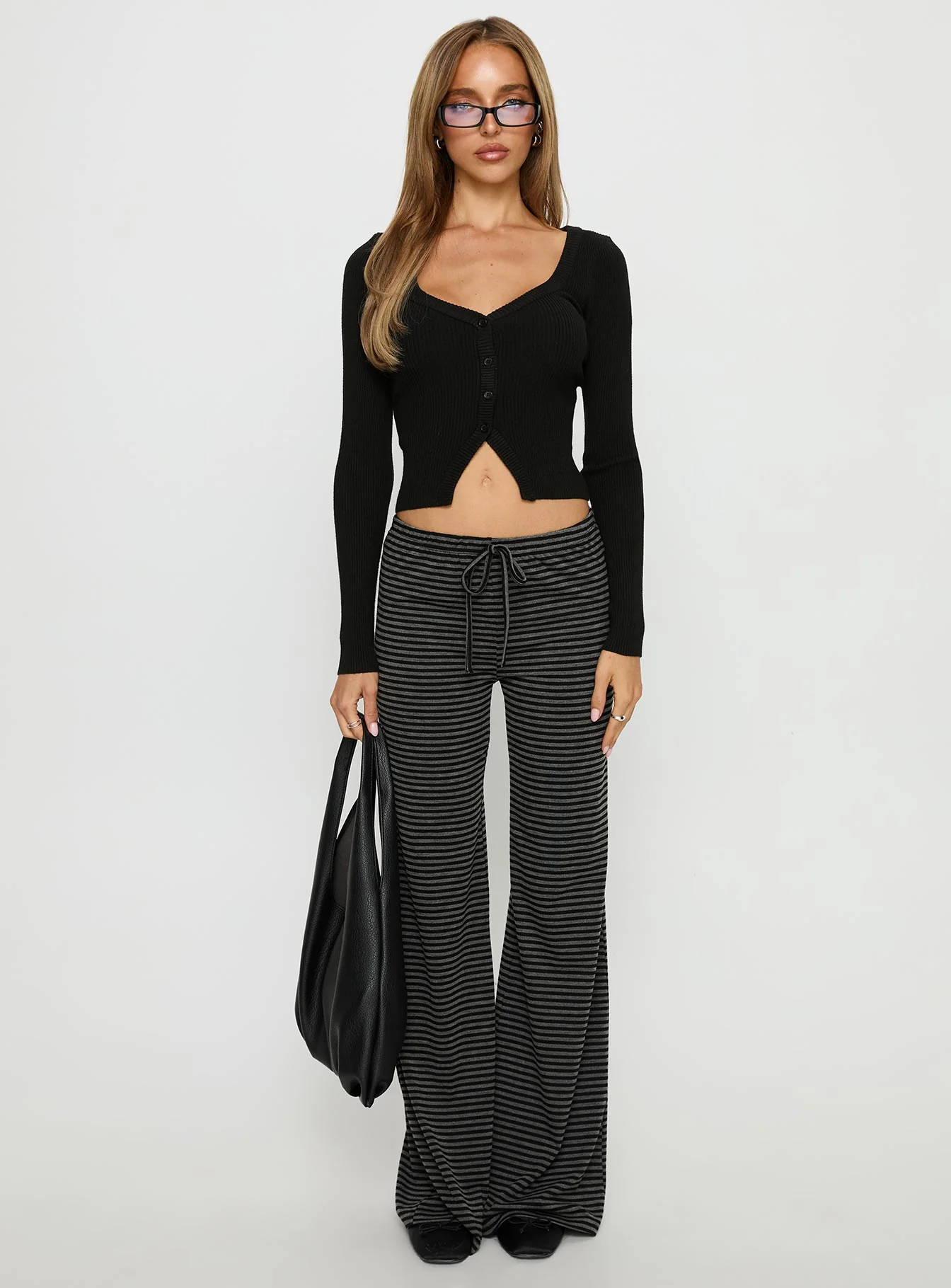Alfreda Jersey Pants Grey / Black Stripe - Image 7