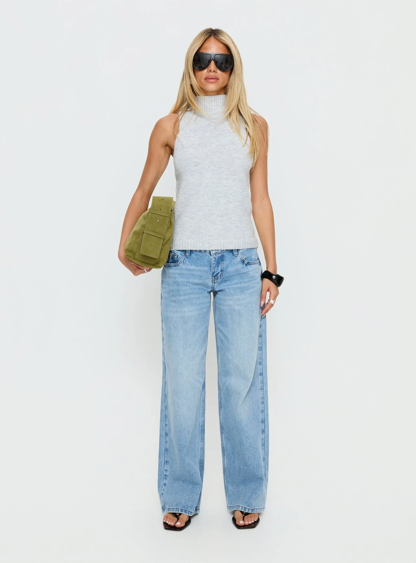 Alicea High Neck Sleeveless Top Pale Grey - Image 7