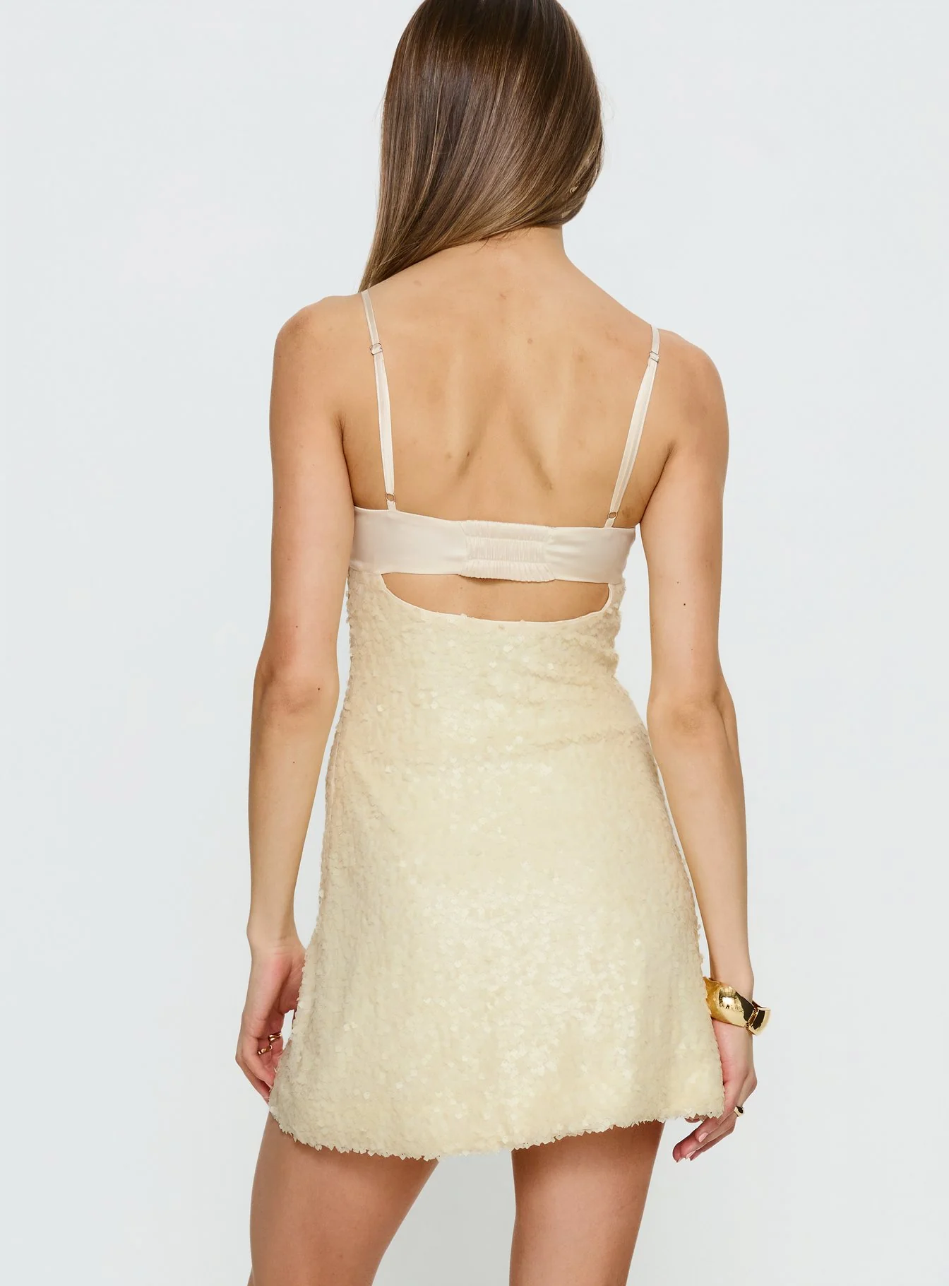 Alishia Satin Sequin Corset Mini Dress Butter - Image 5