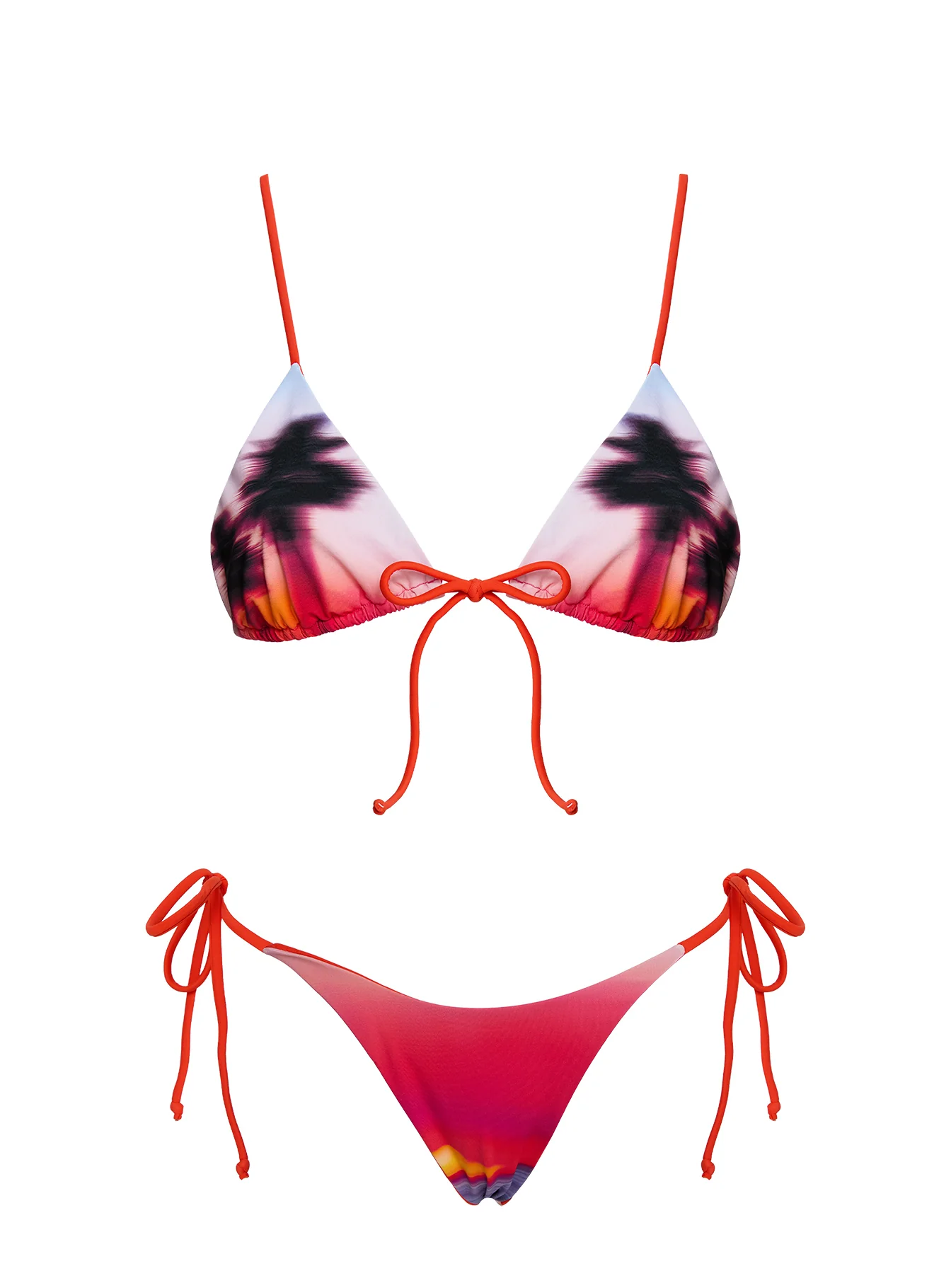 Alizzi Tie Front Triangle Bikini Top Sunset Palm - Image 4