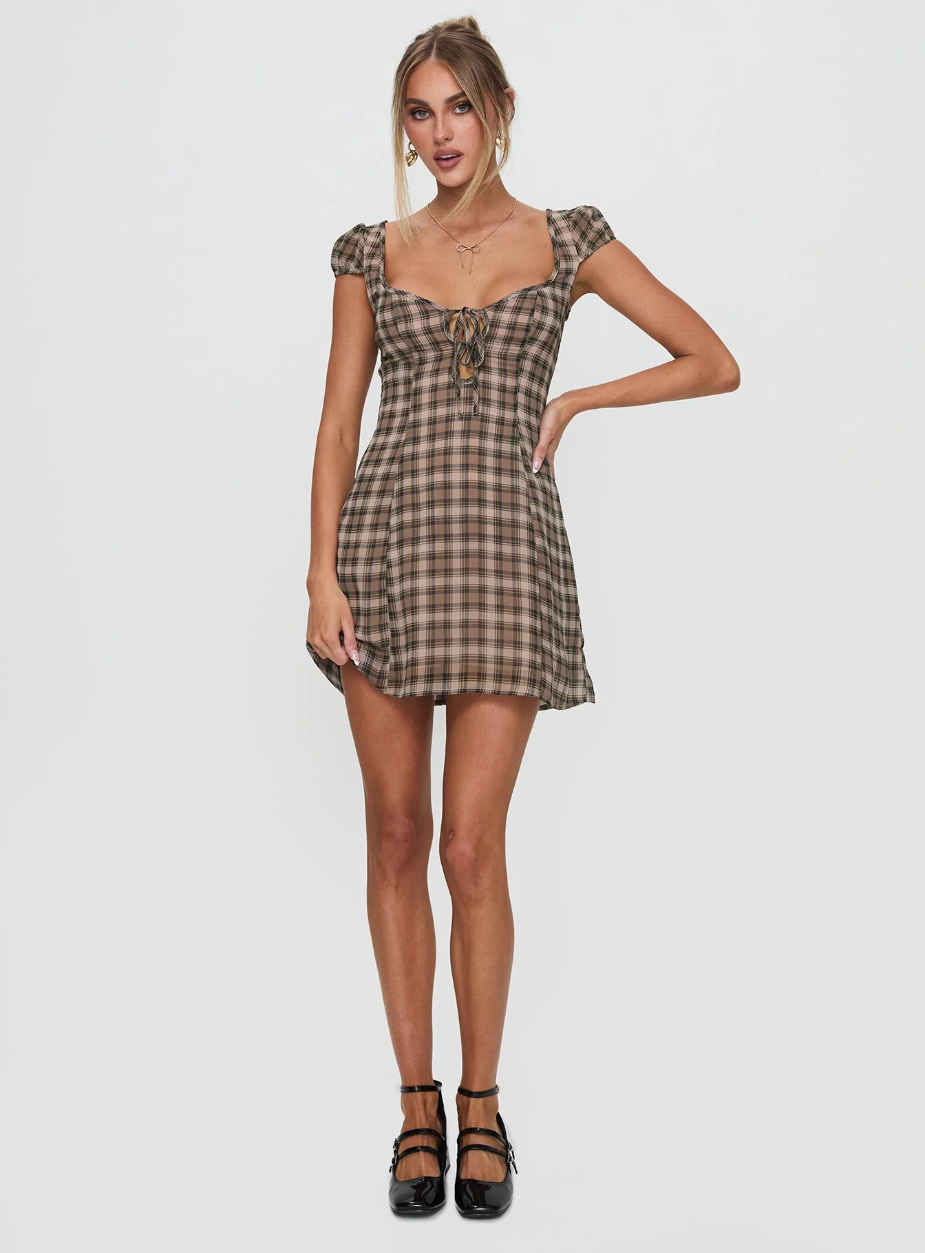 Alora Mini Dress Check Multi - Image 3