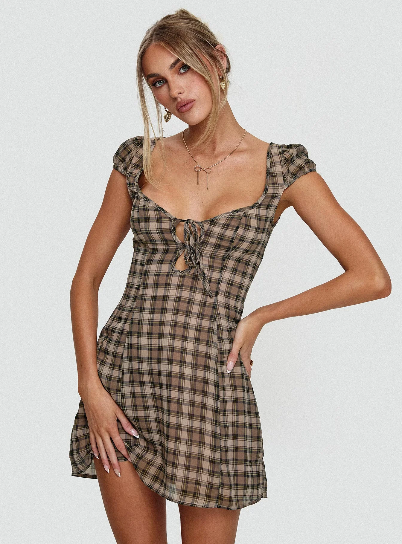 Alora Mini Dress Check Multi - Image 8