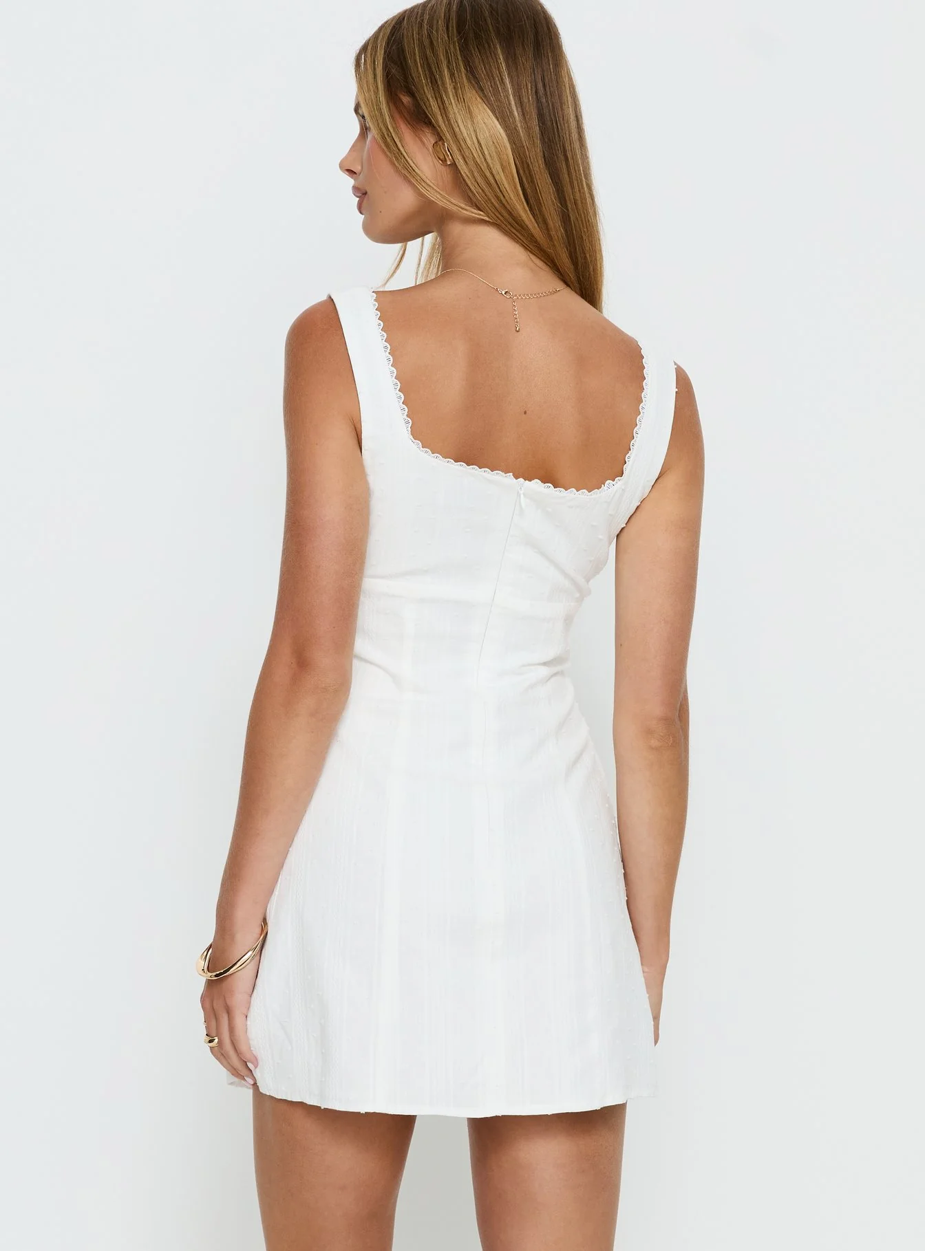 Alyana Textured Mini Dress White - Image 5