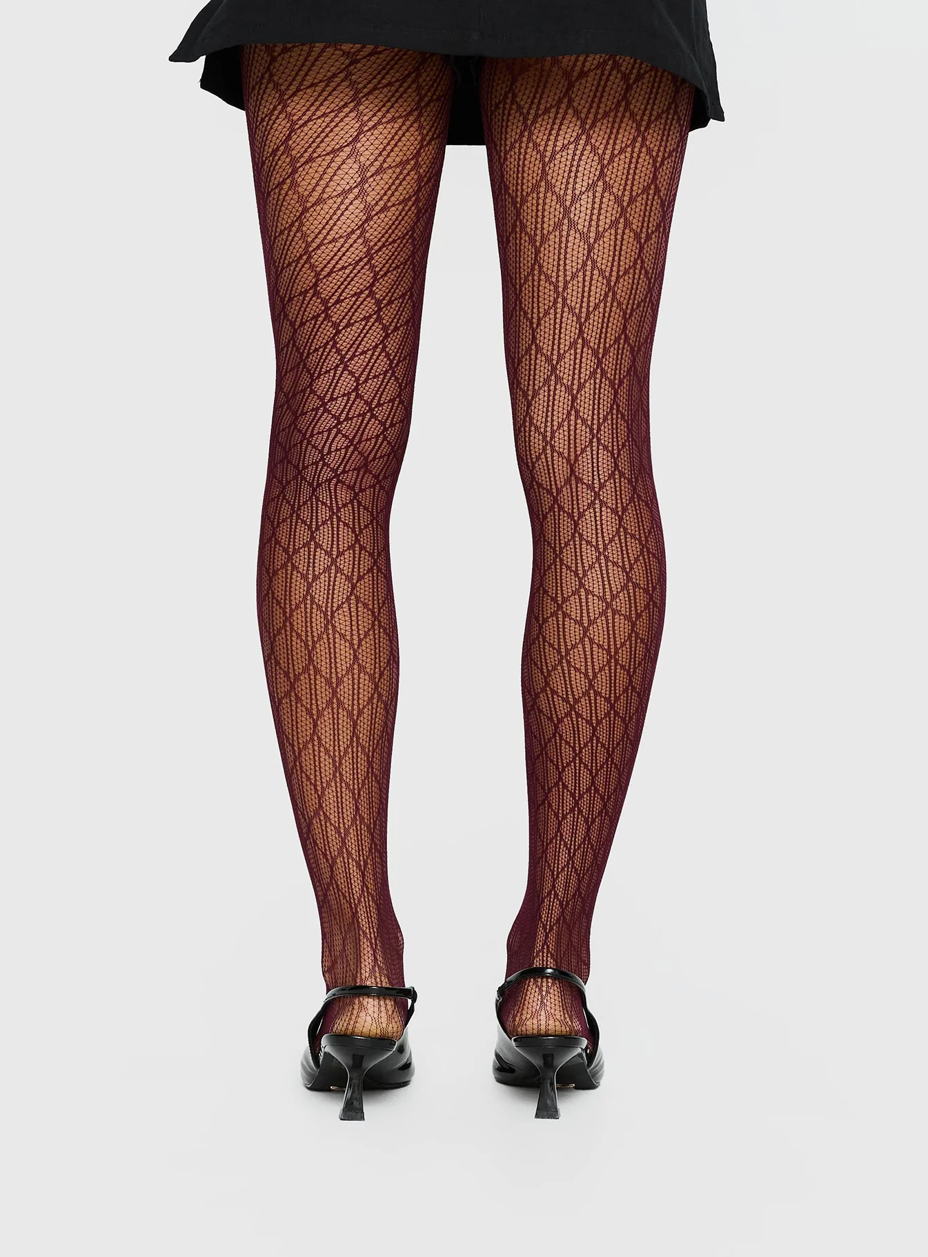 Amelyn Textured Sheer Tights Red - Image 4