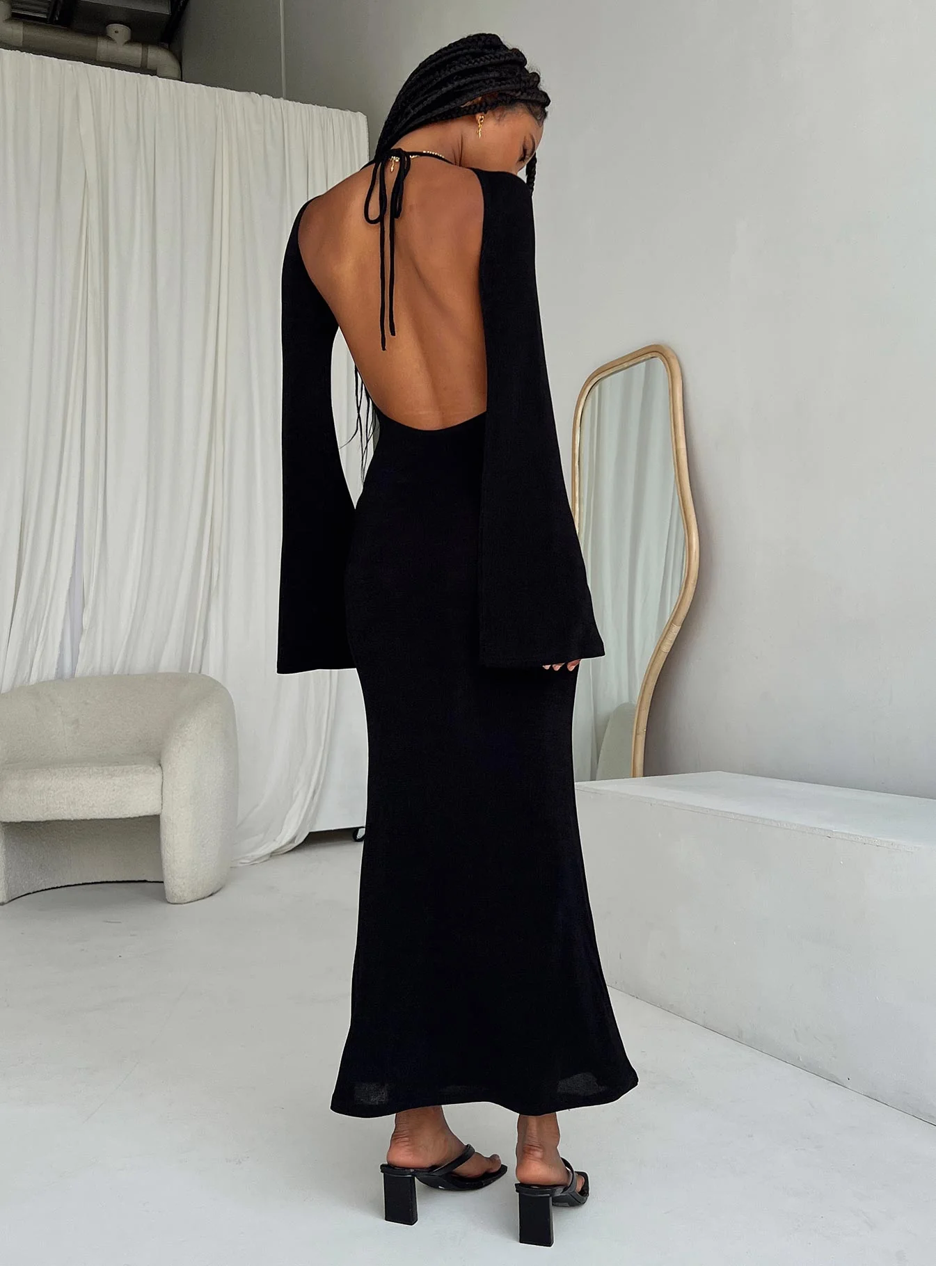 Amersham Long Sleeve Maxi Dress Black - Image 8