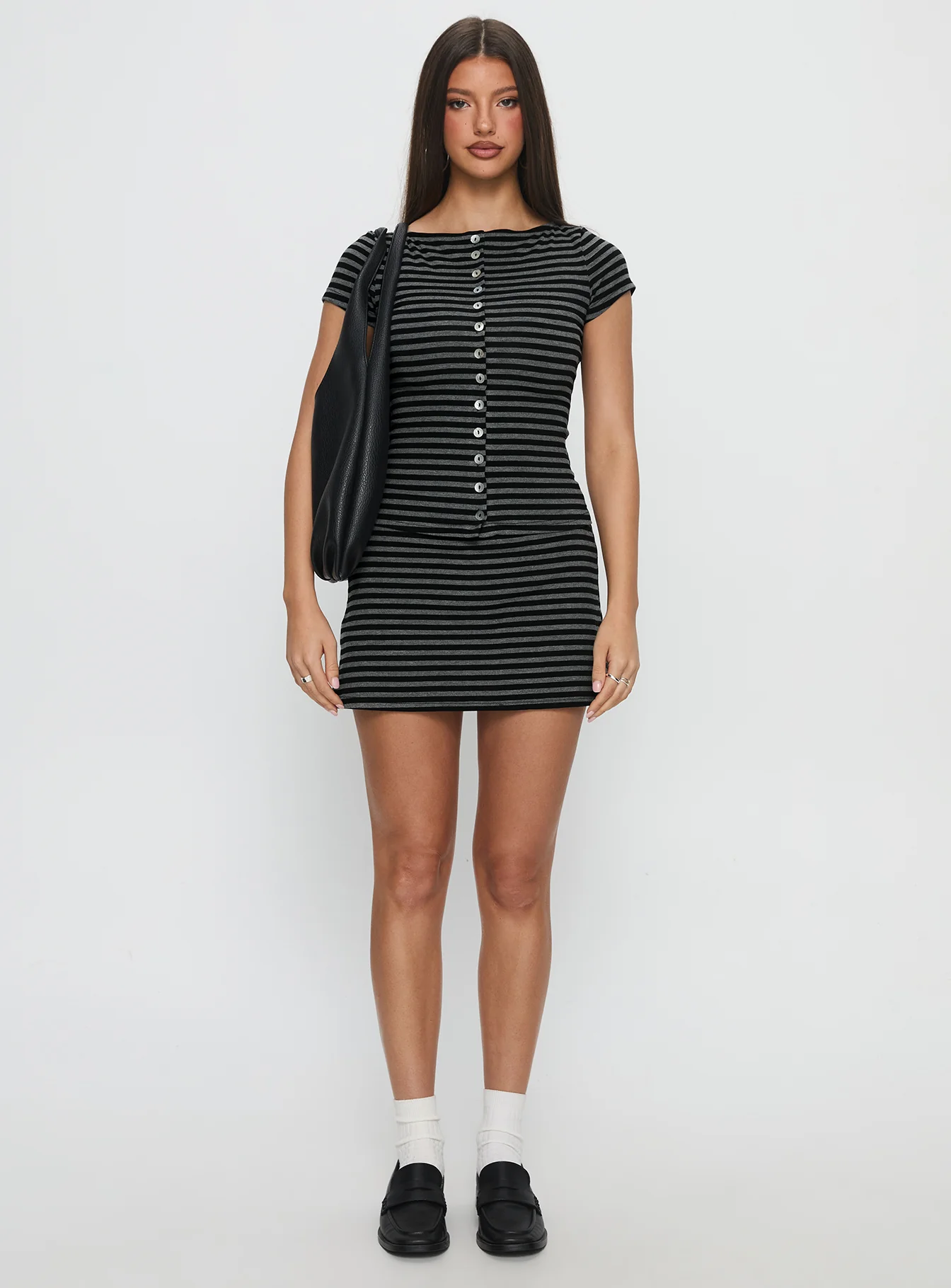 Angellina Jersey Button Down Top Stripe - Image 7