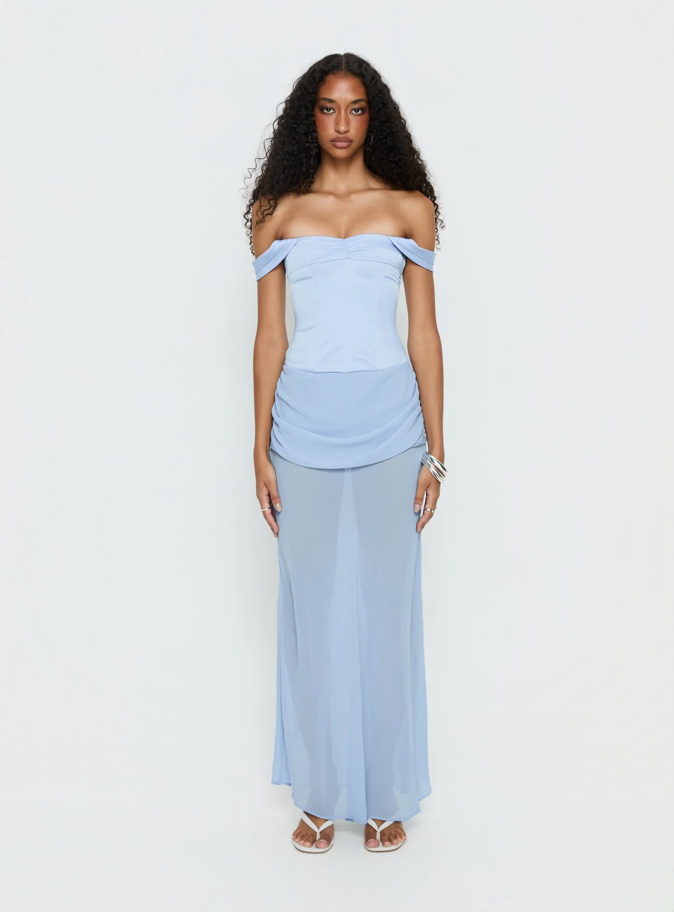 Angiola Corset Off Shoulder Maxi Dress Blue - Image 7