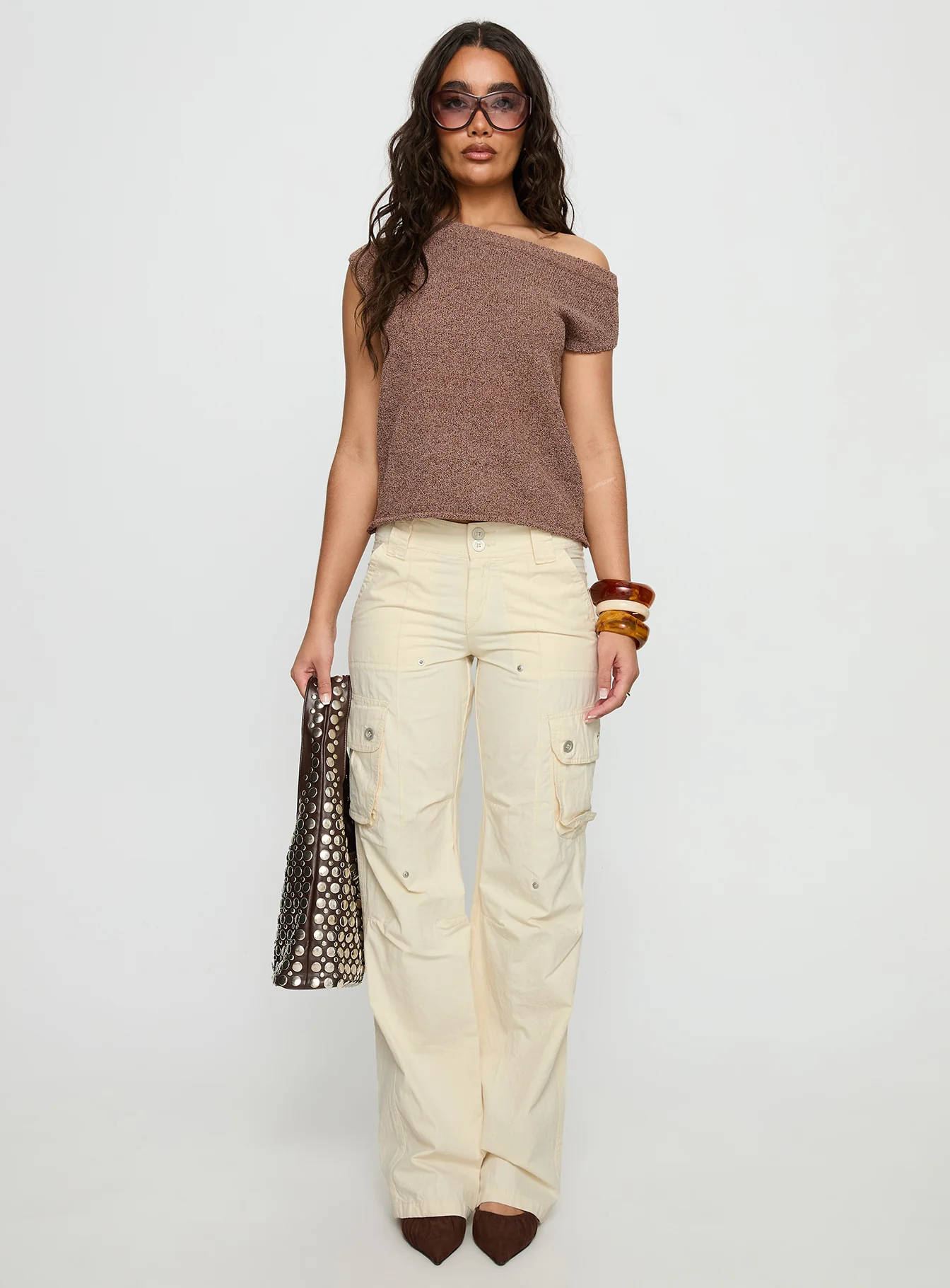 Ashfield Off Shoulder Top Brown - Image 7