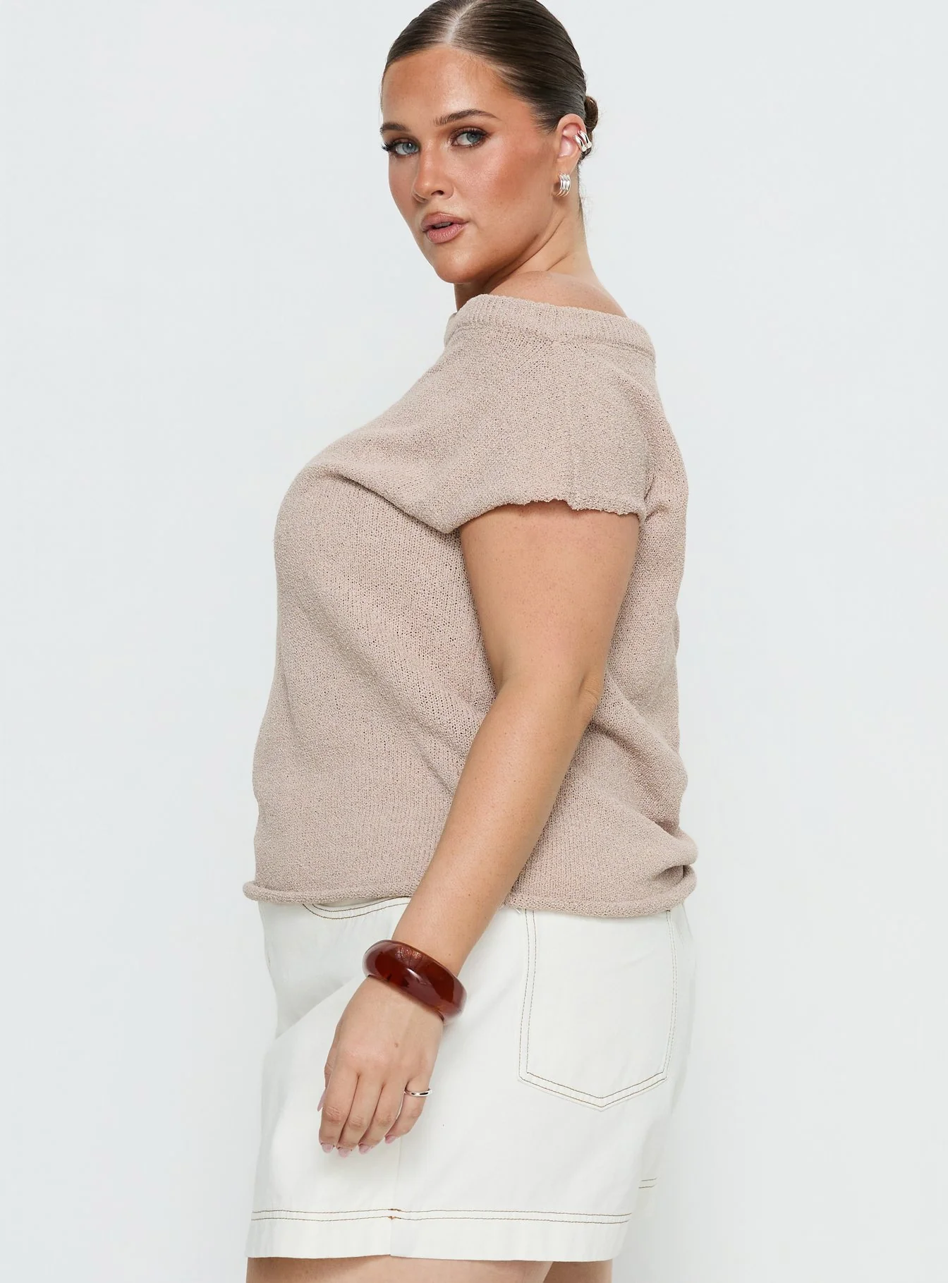 Ashfield Off Shoulder Top Oat Curve - Image 4
