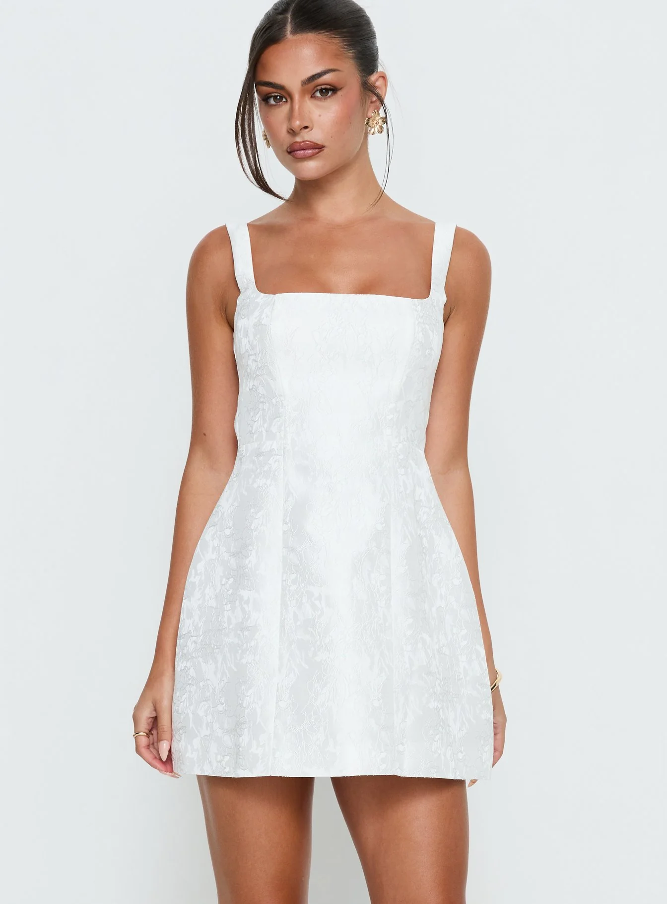 Asterie Bow Detail Mini Dress White - Image 2