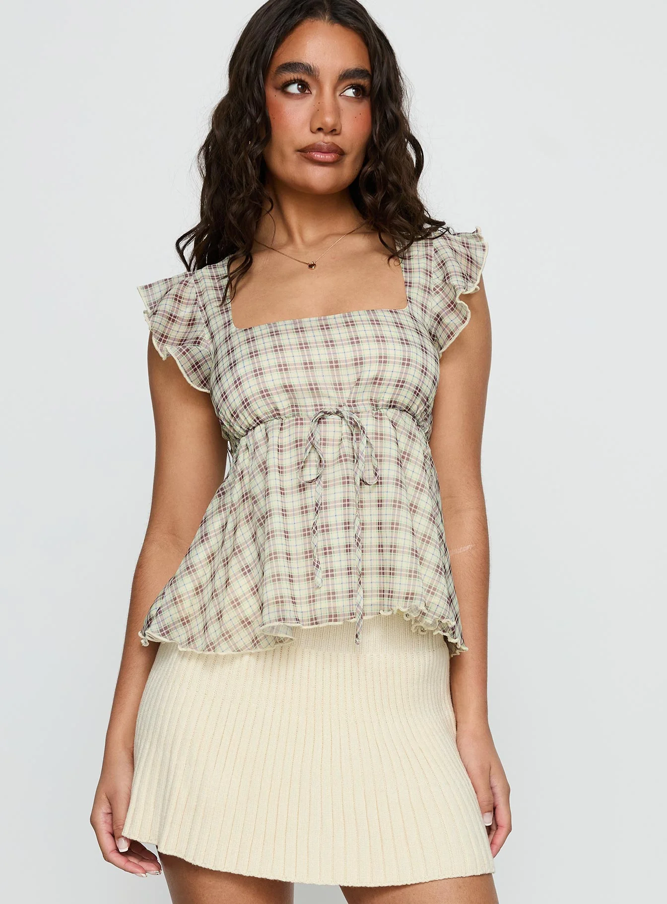 Auroraah Frill Top Yellow Check - Image 2