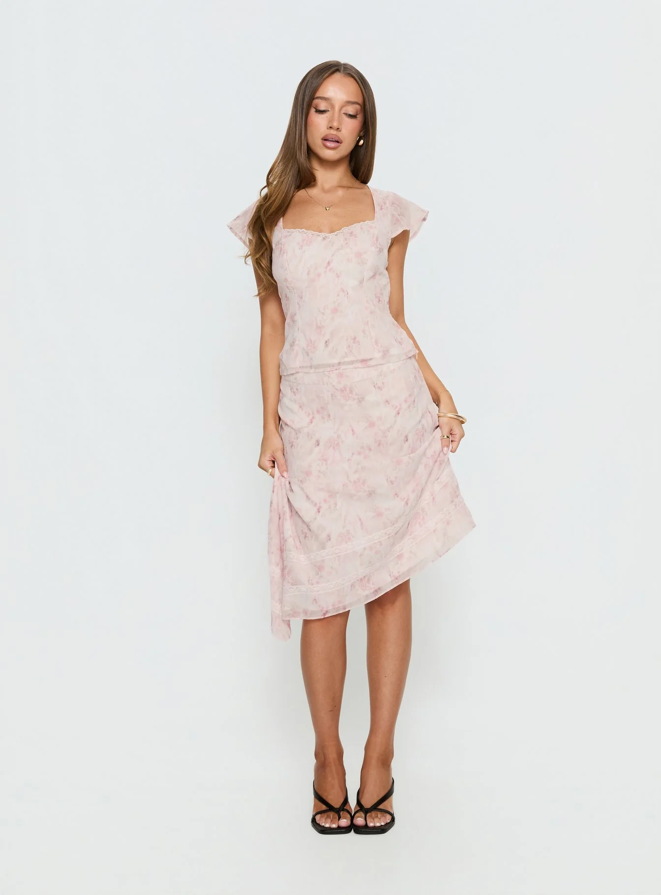 Avaline Lace Trim Blouse Top Pink - Image 3
