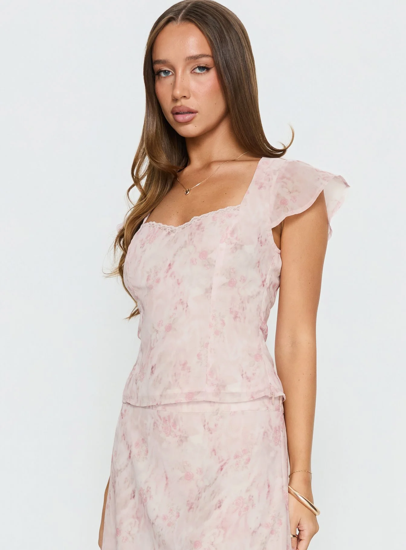 Avaline Lace Trim Blouse Top Pink - Image 4