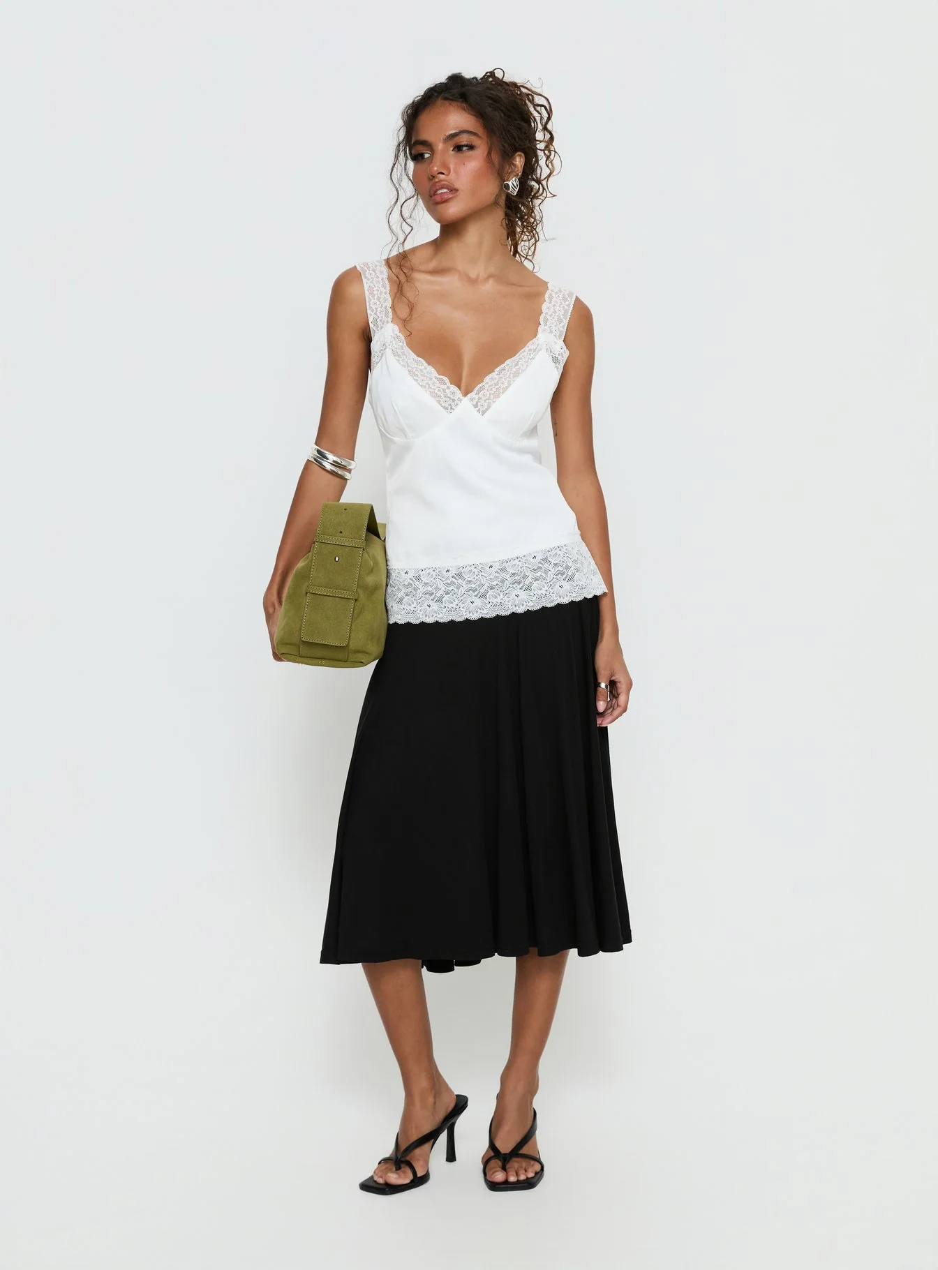 Avyra Lace Trim Cami Top White - Image 3