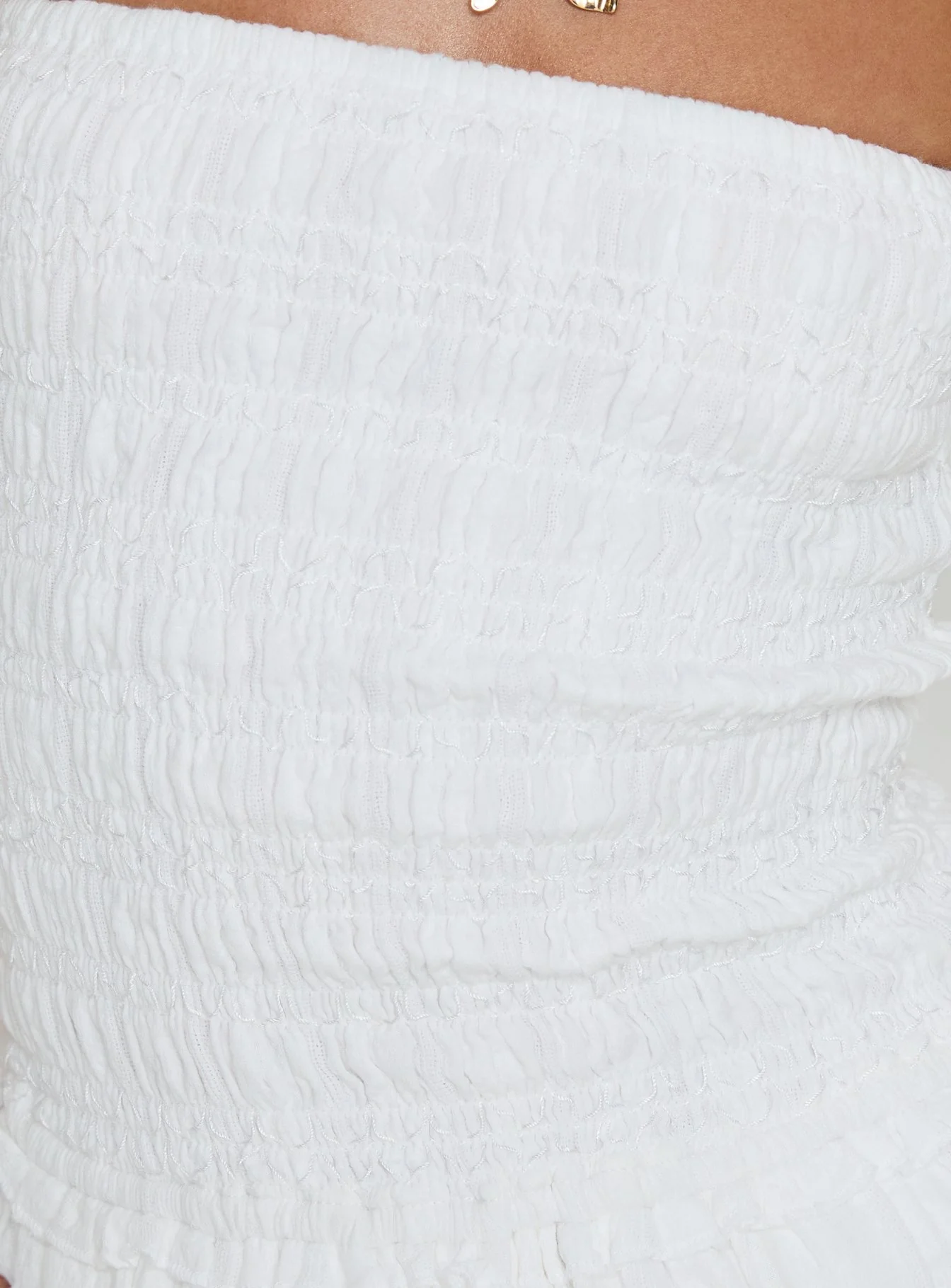 Ayanni Shirred Strapless Mini Playsuit White - Image 6