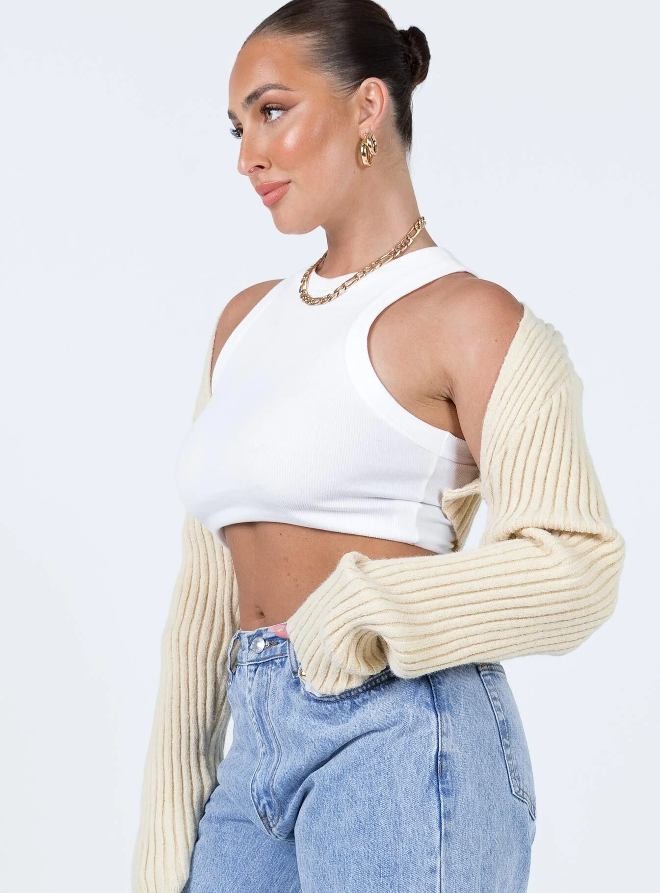 Aytan Bolero Sweater Beige - Image 4