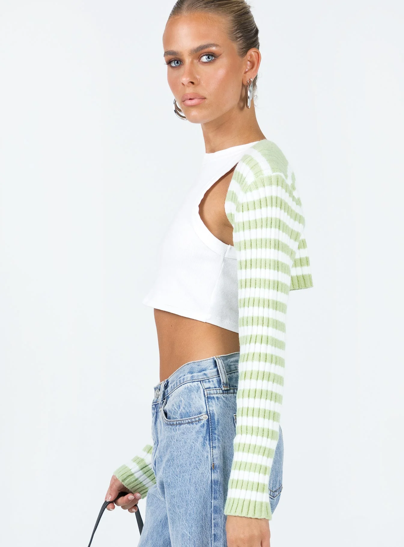 Aytan Bolero Sweater Green/White - Image 4