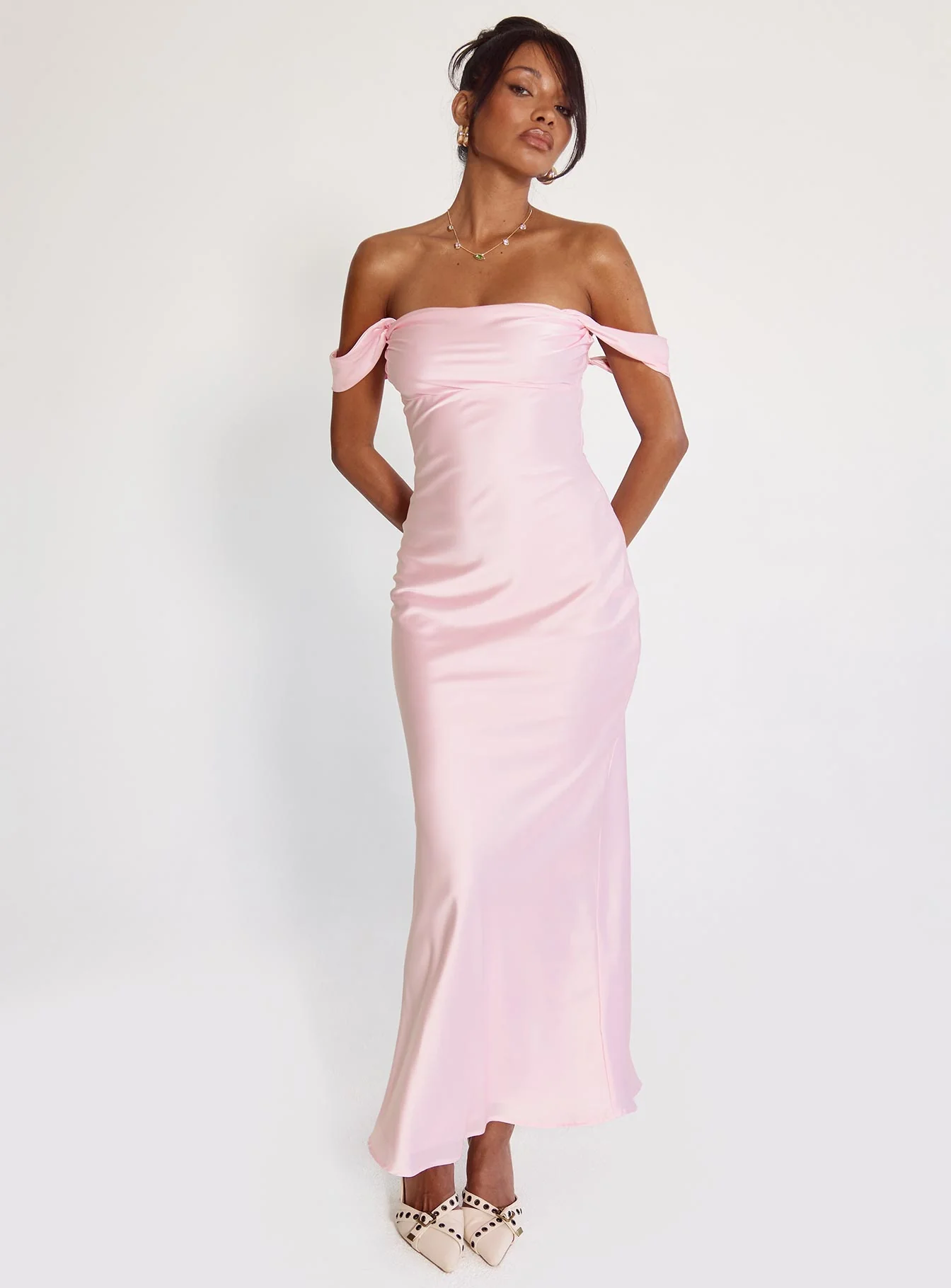 Azura Off The Shoulder Maxi Dress Pink - Image 9