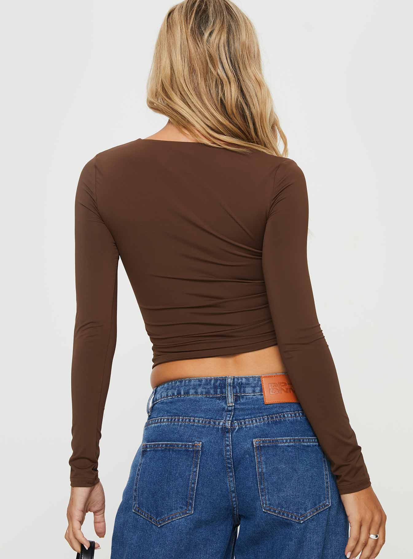 Back In Time Long Sleeve Top Brown - Image 4