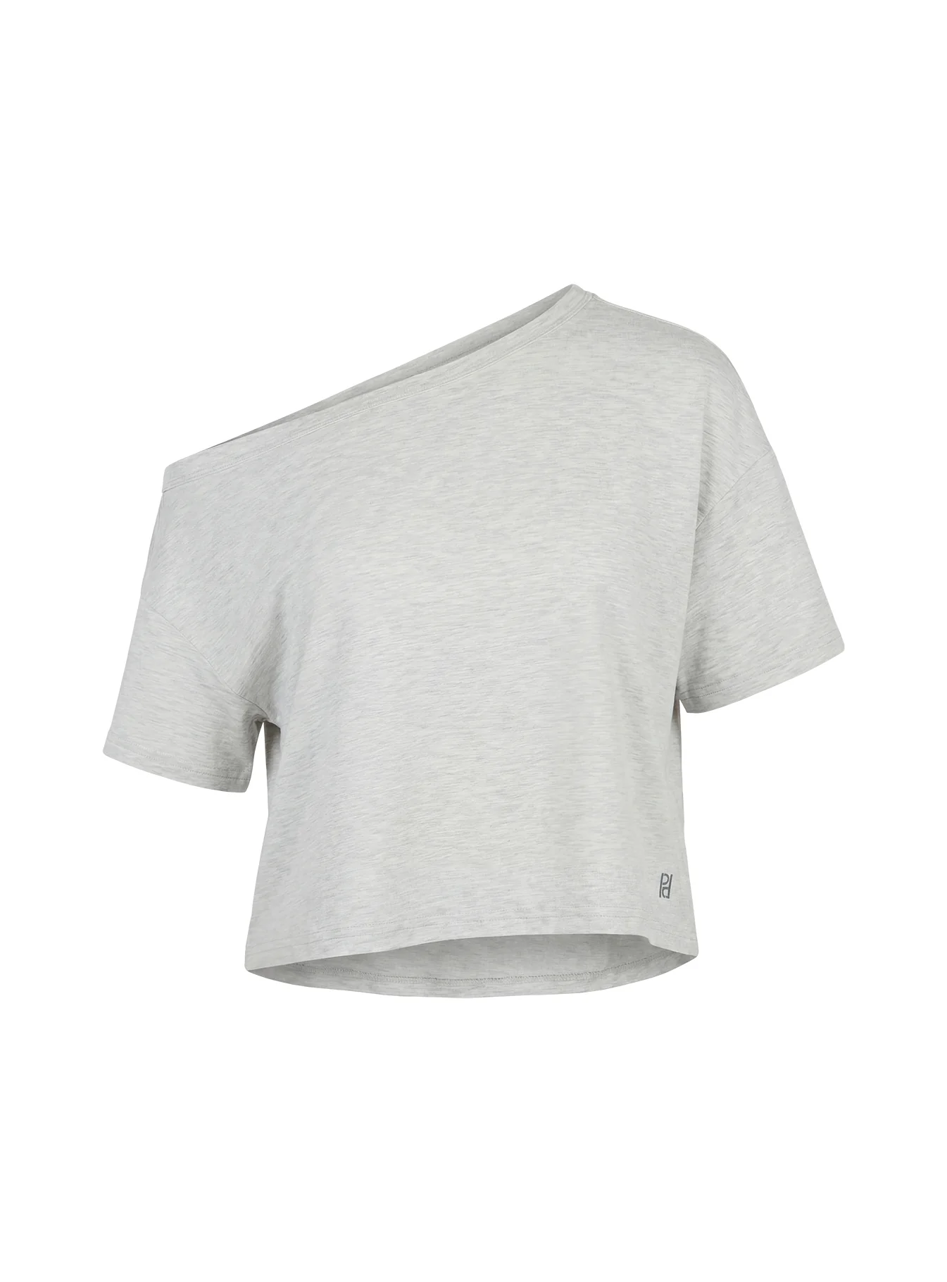 Bailea Off Shoulder Cropped Tee Grey Marle - Image 7
