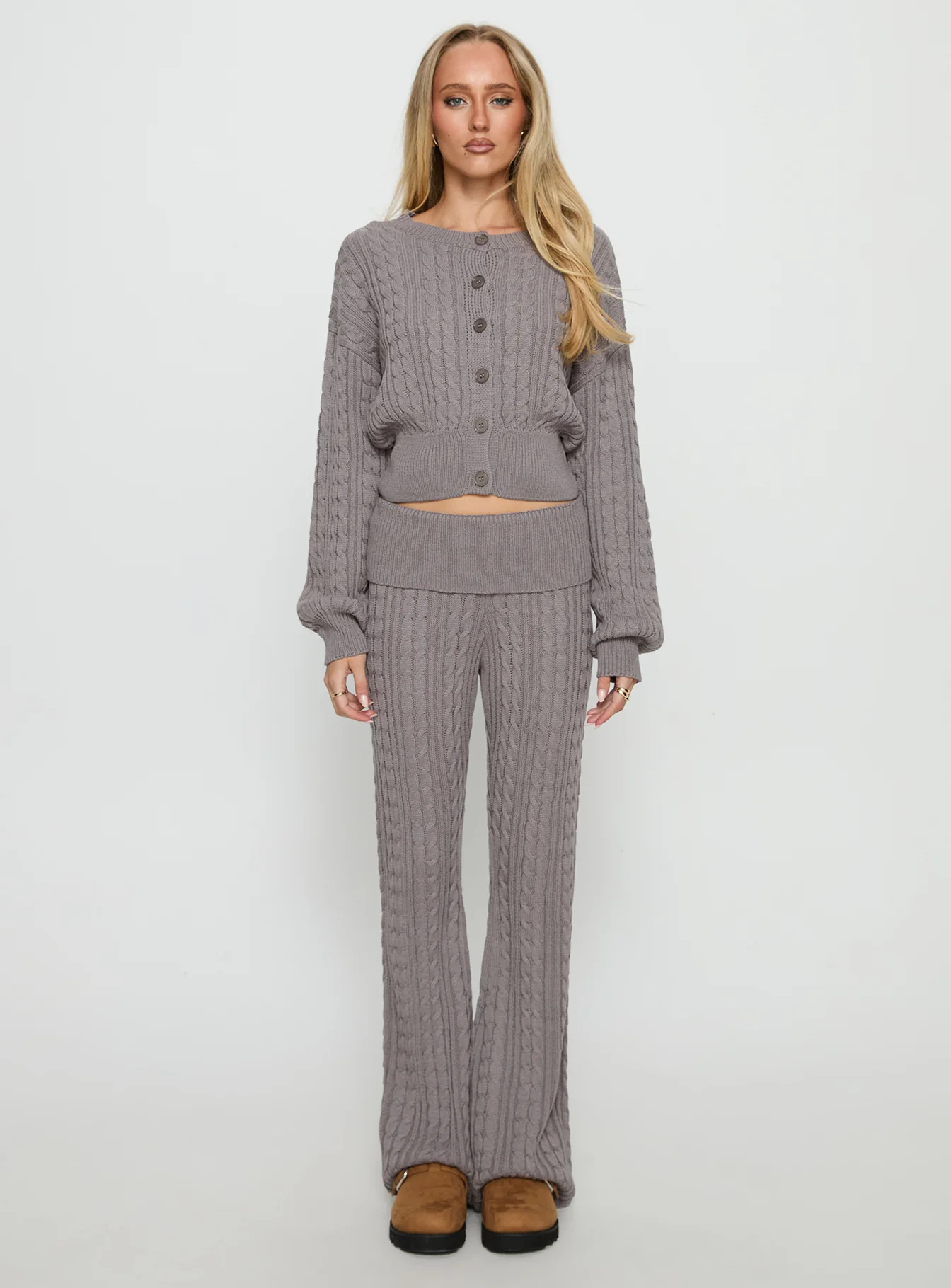 Baleigh Cable Knit Cardigan Grey - Image 7