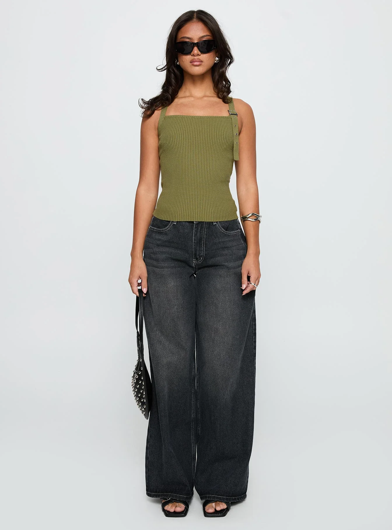 Bare It All Buckle Detail Top Green - Image 6