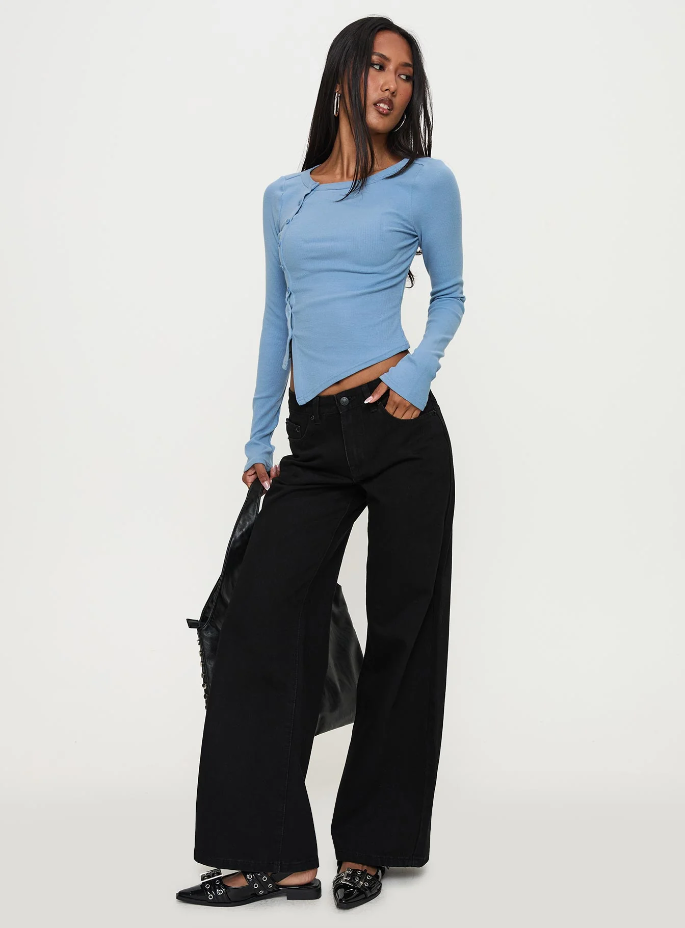 Baseline Button Up Long Sleeve Top Blue - Image 2