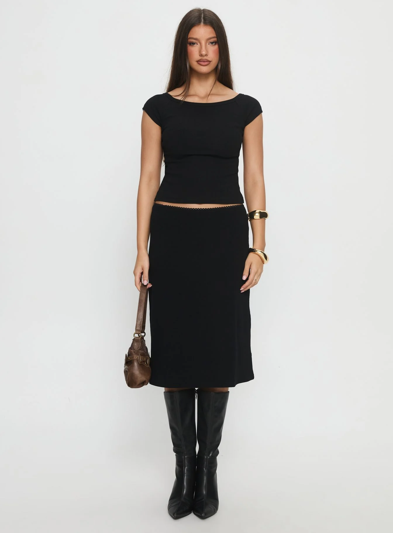 Baseline Rib Midi Skirt Black - Image 7