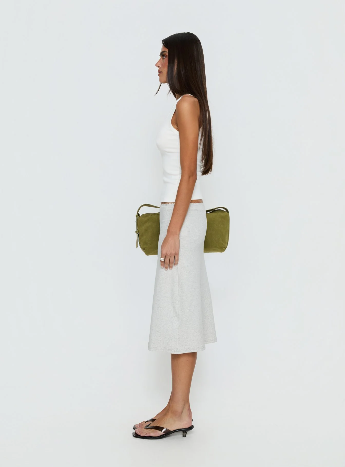 Baseline Rib Midi Skirt Grey Marle - Image 4