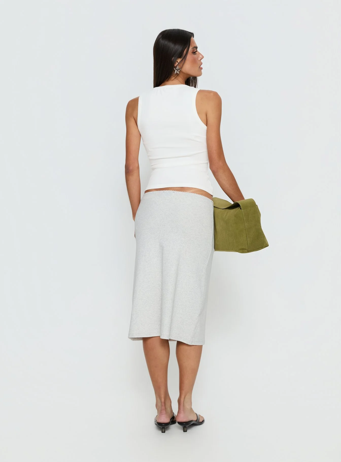 Baseline Rib Midi Skirt Grey Marle - Image 5